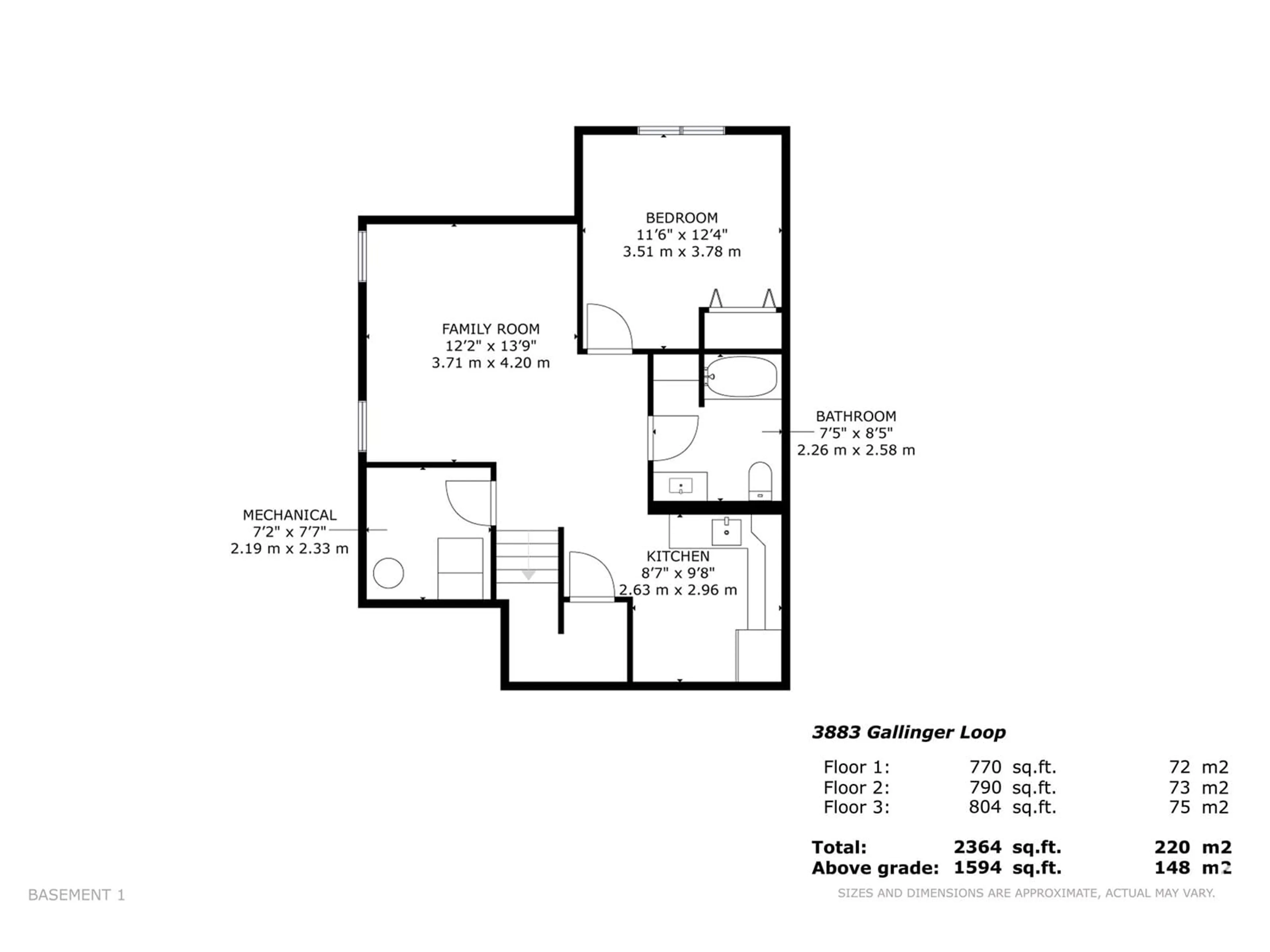 Floor plan for 3883 GALLINGER LO, Edmonton Alberta T5T4G6