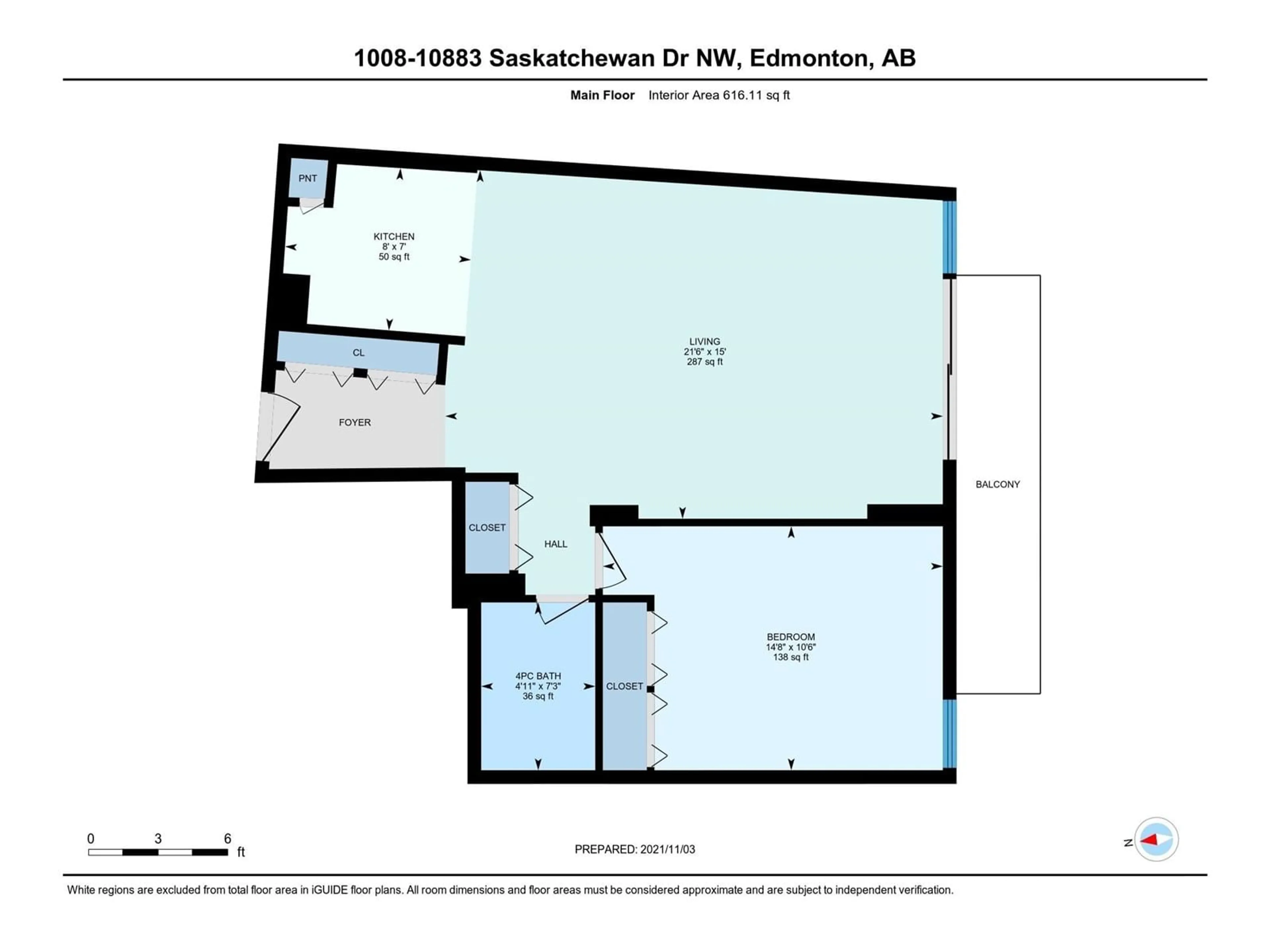 Floor plan for #1008 - 10883 SASKATCHEWAN DR, Edmonton Alberta T6E4S6
