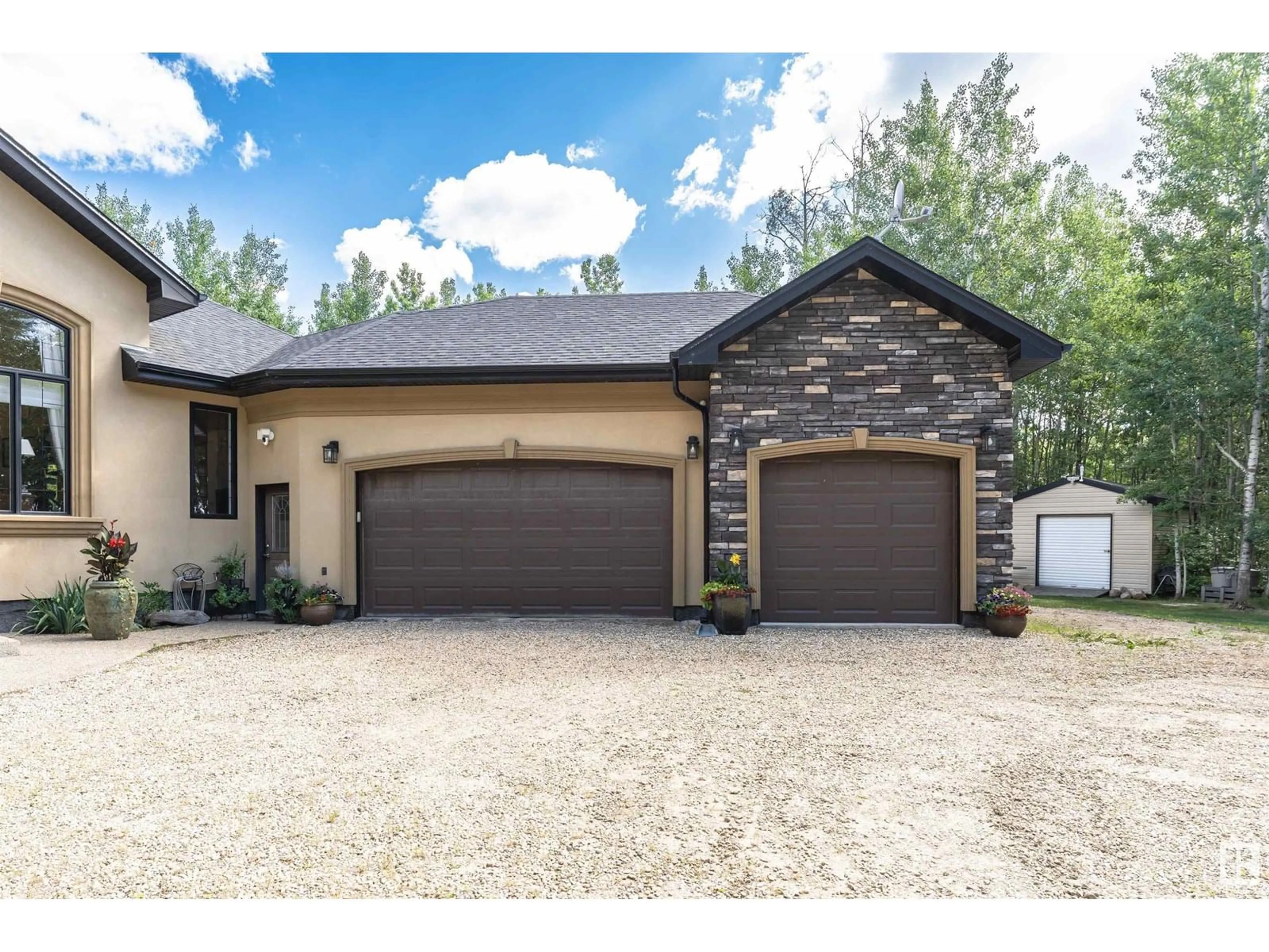 Home with brick exterior material, street for 460 21539 TWP ROAD 503, Rural Leduc County Alberta T0B3M0