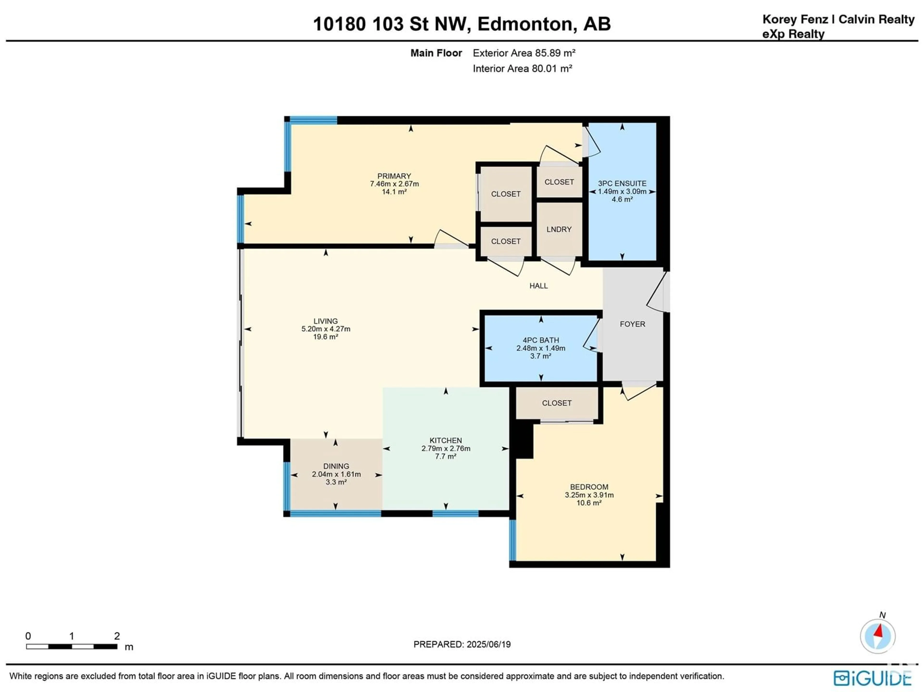 Floor plan for 2501 10180 103 ST NW, Edmonton Alberta T5J0L1