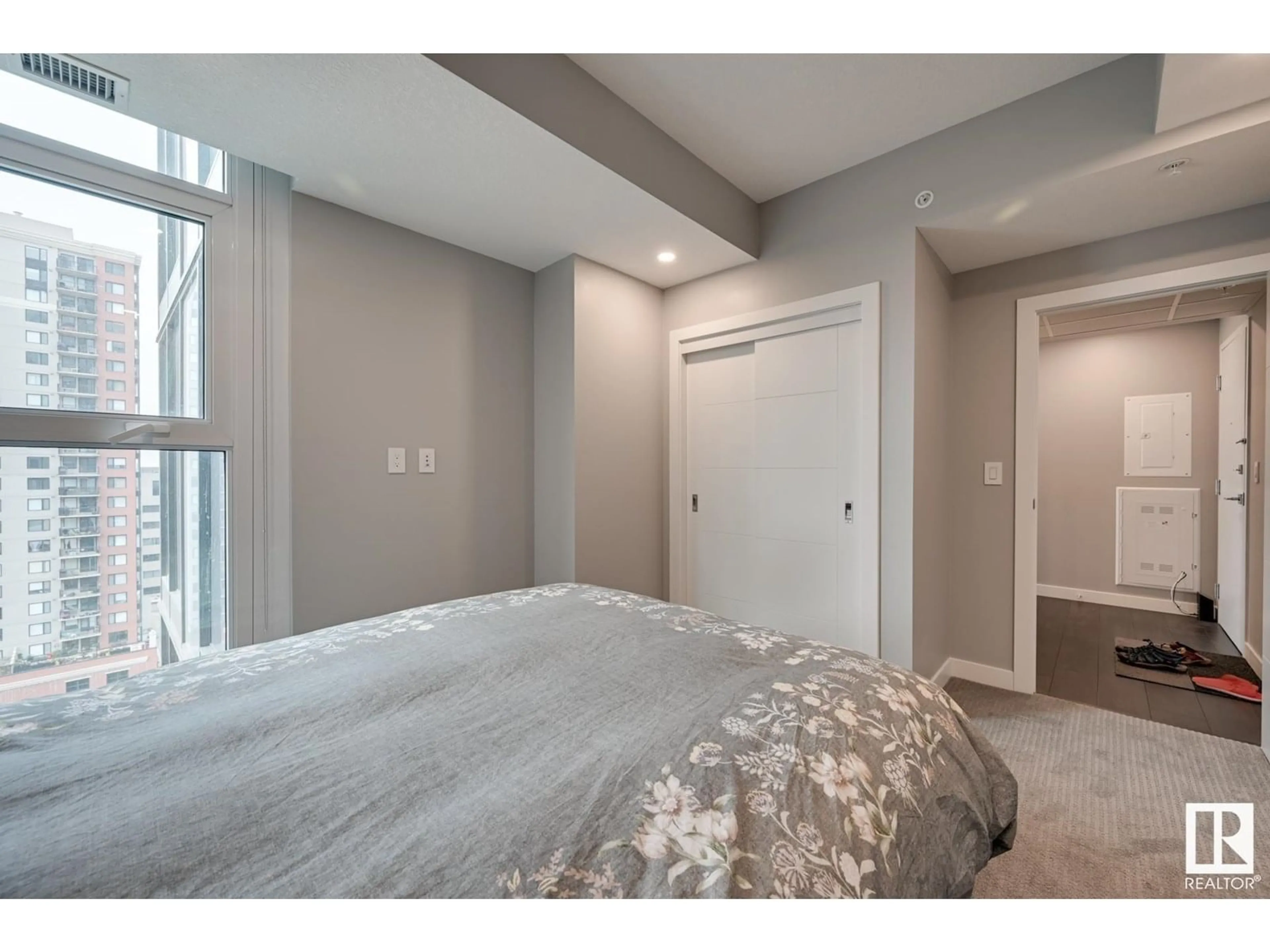 Bedroom with bed, carpet floor for 1301 10180 103 ST NW, Edmonton Alberta T5J0L1