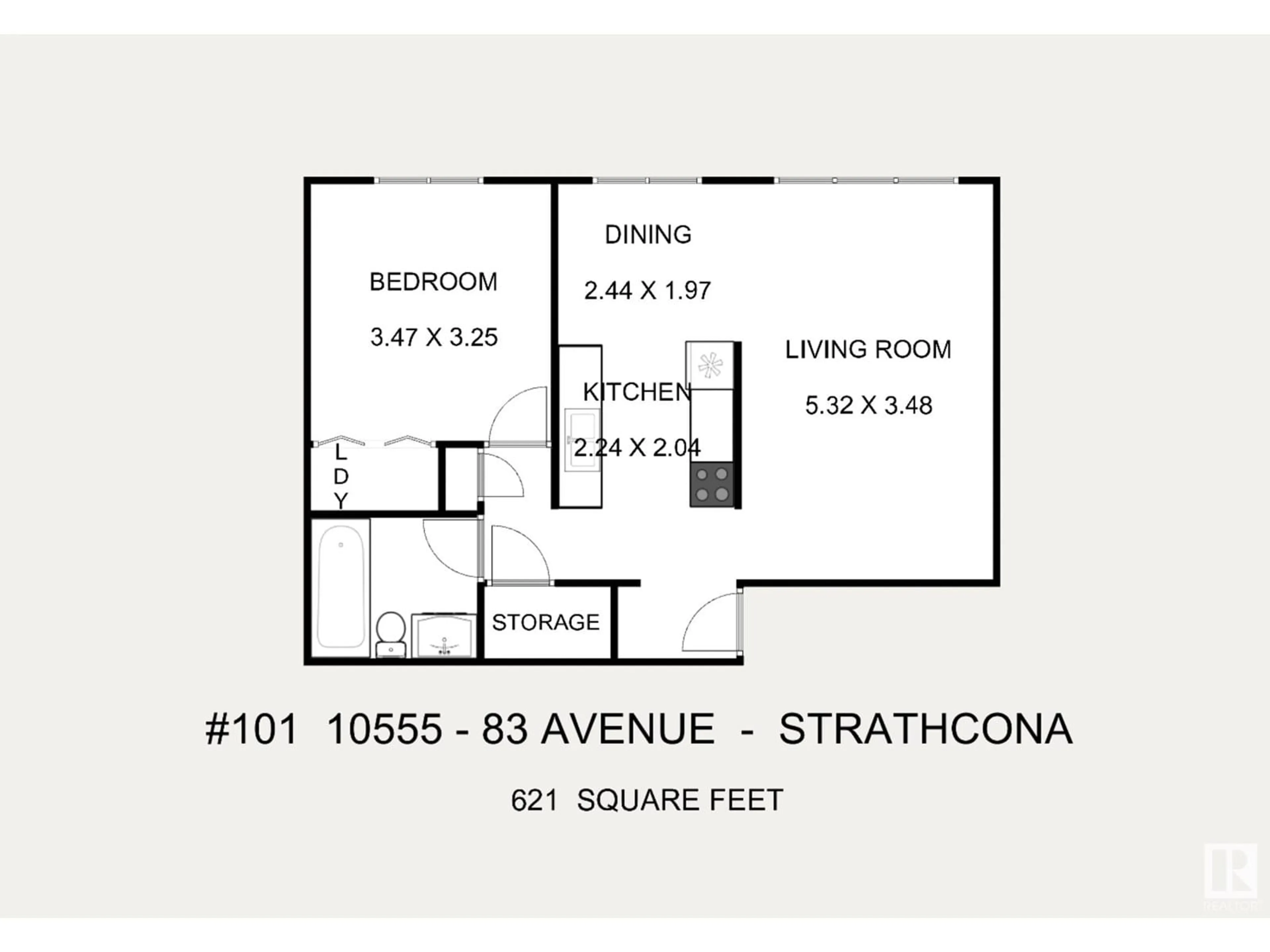 Floor plan for #101 - 10555 83 AV, Edmonton Alberta T6E2E1