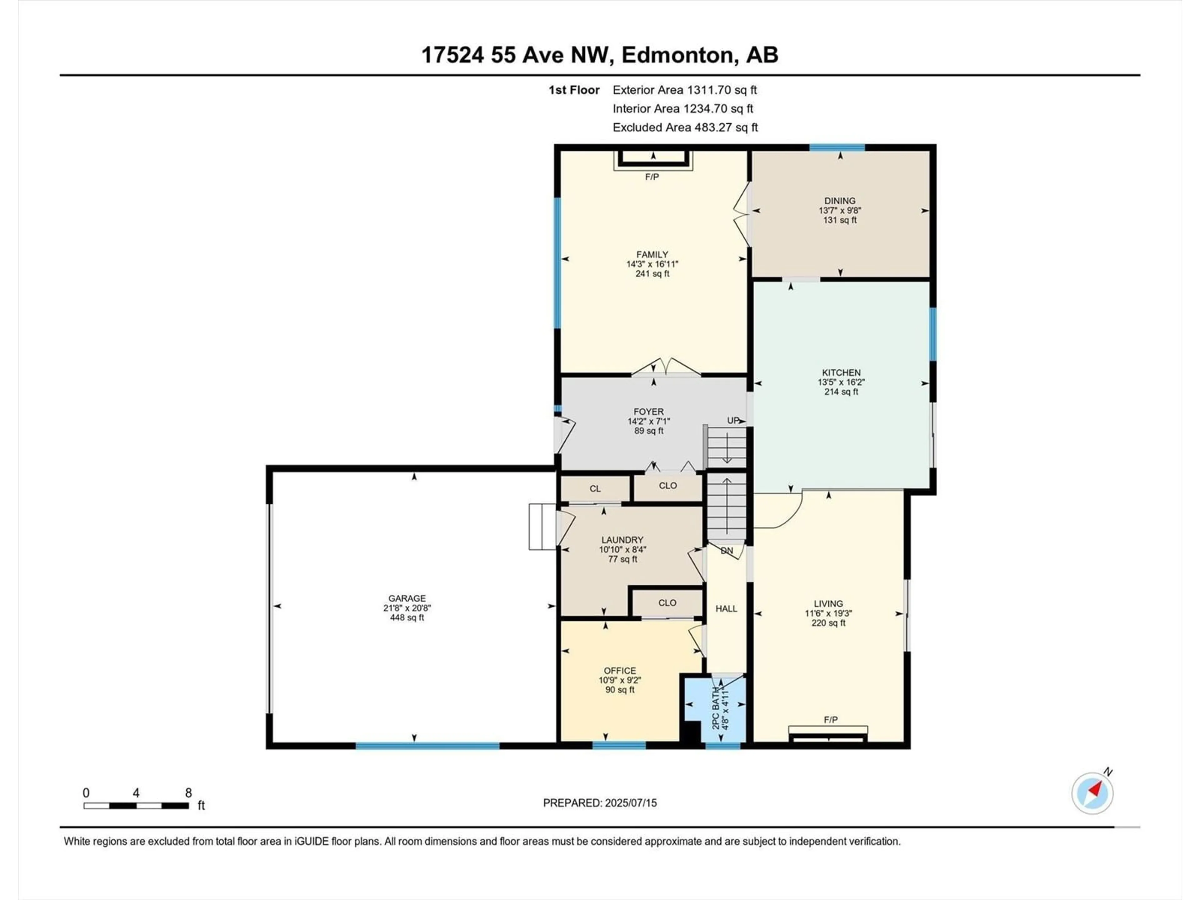 Floor plan for 17524 55 AV, Edmonton Alberta T6M1G6