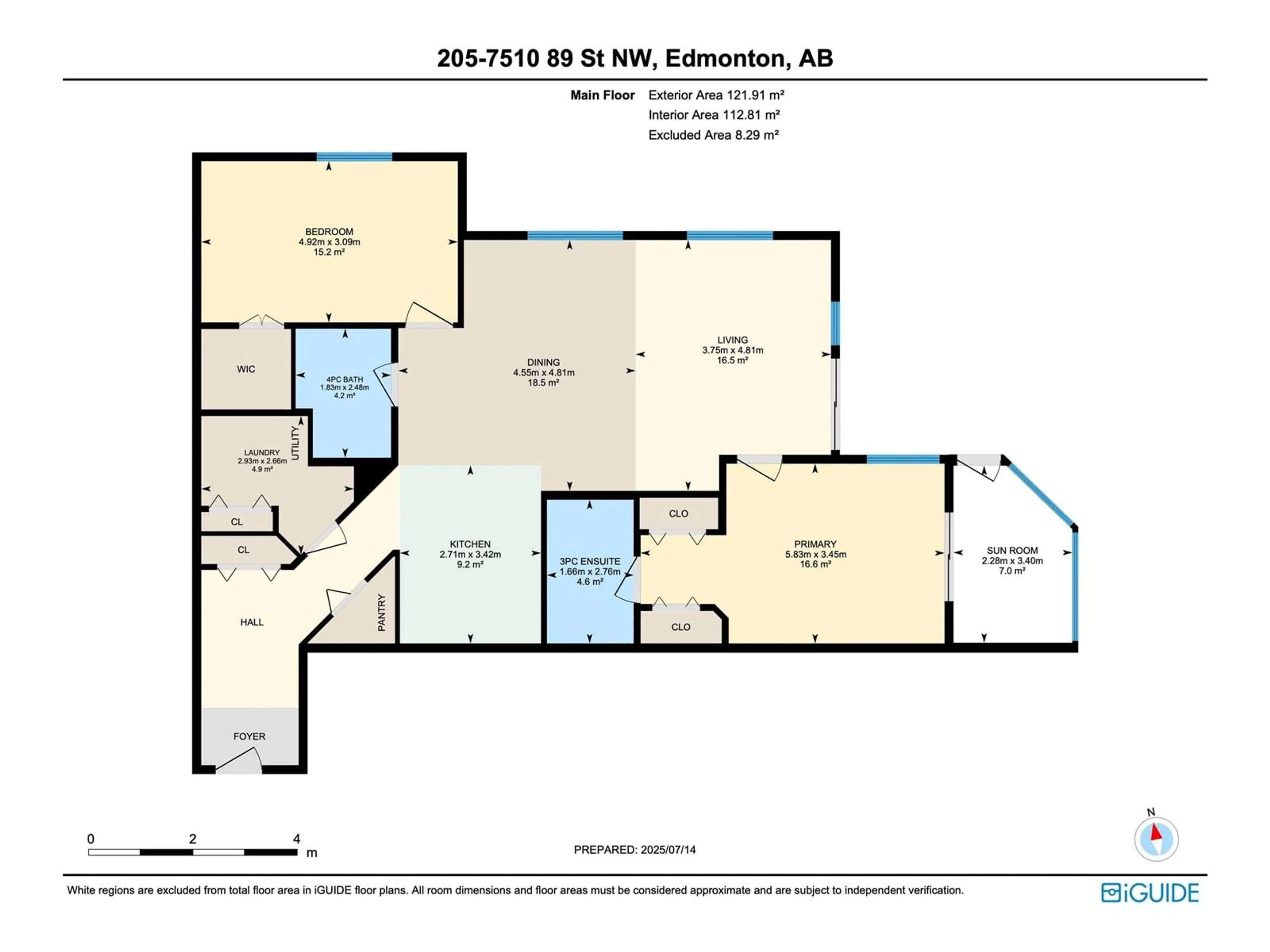 Floor plan for #205 - 7510 89 ST, Edmonton Alberta T6C0X5