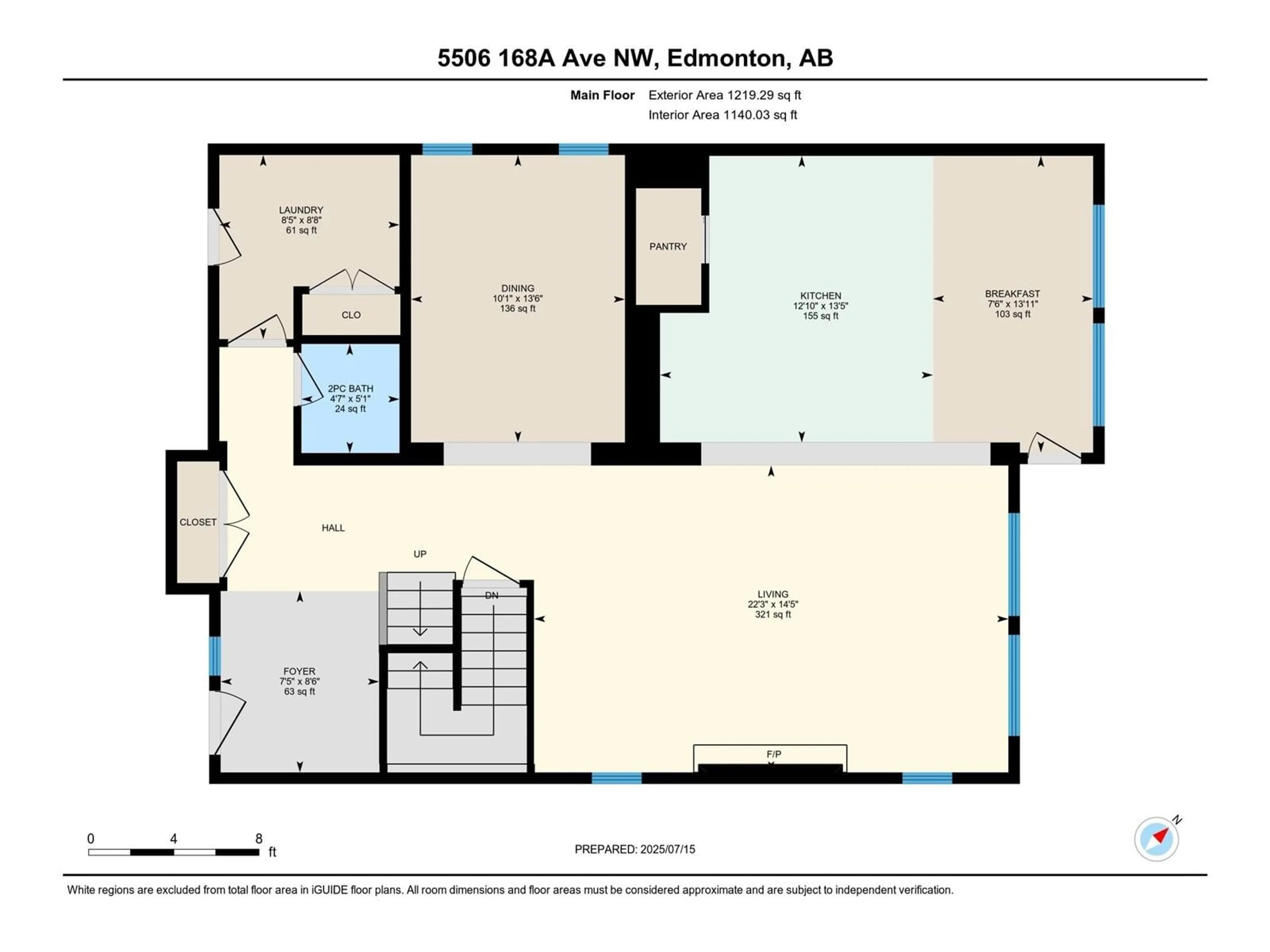 Floor plan for NW - 5506 168A AV, Edmonton Alberta T5Y0K4