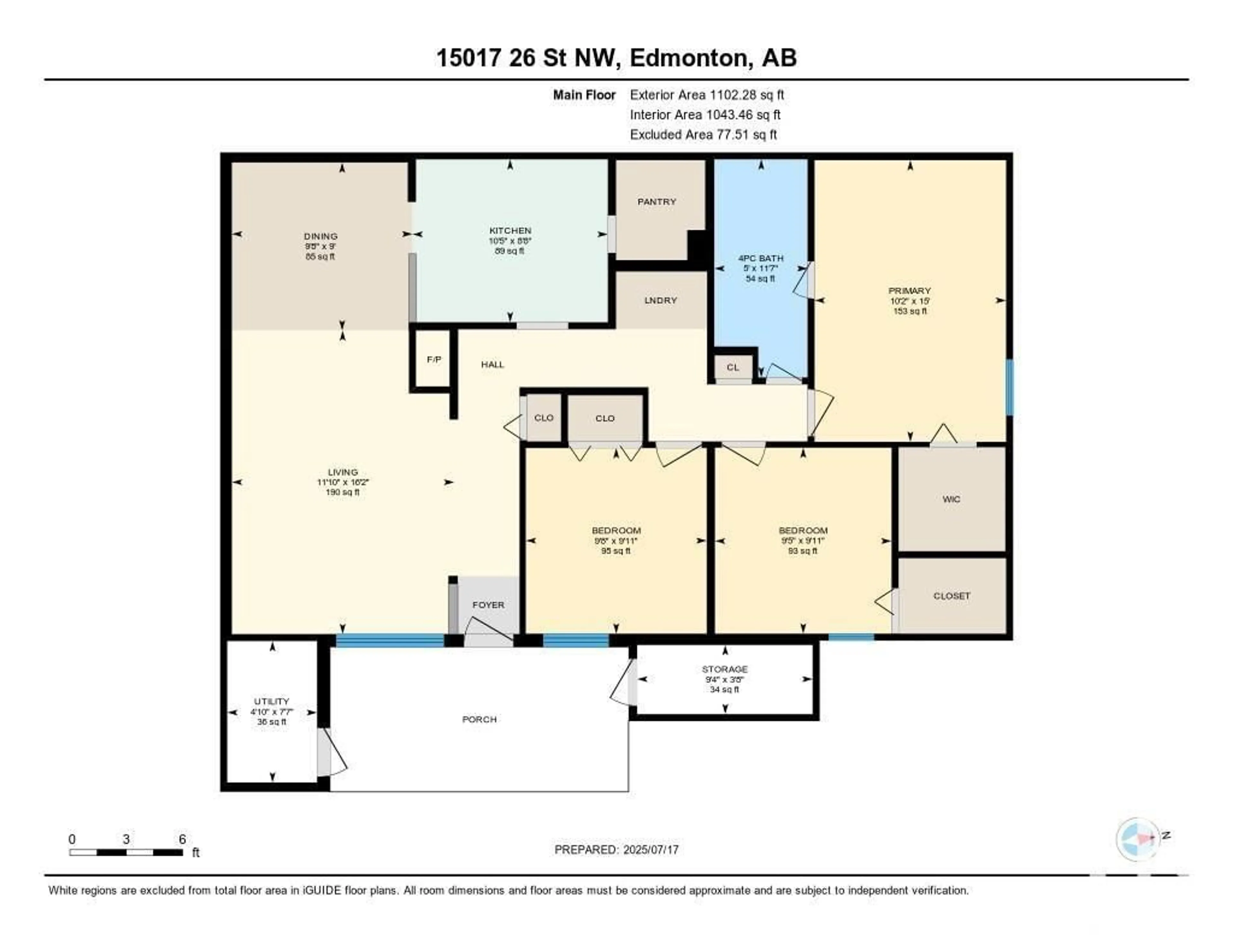 Floor plan for NW - 15017 26 ST, Edmonton Alberta T5Y2G6