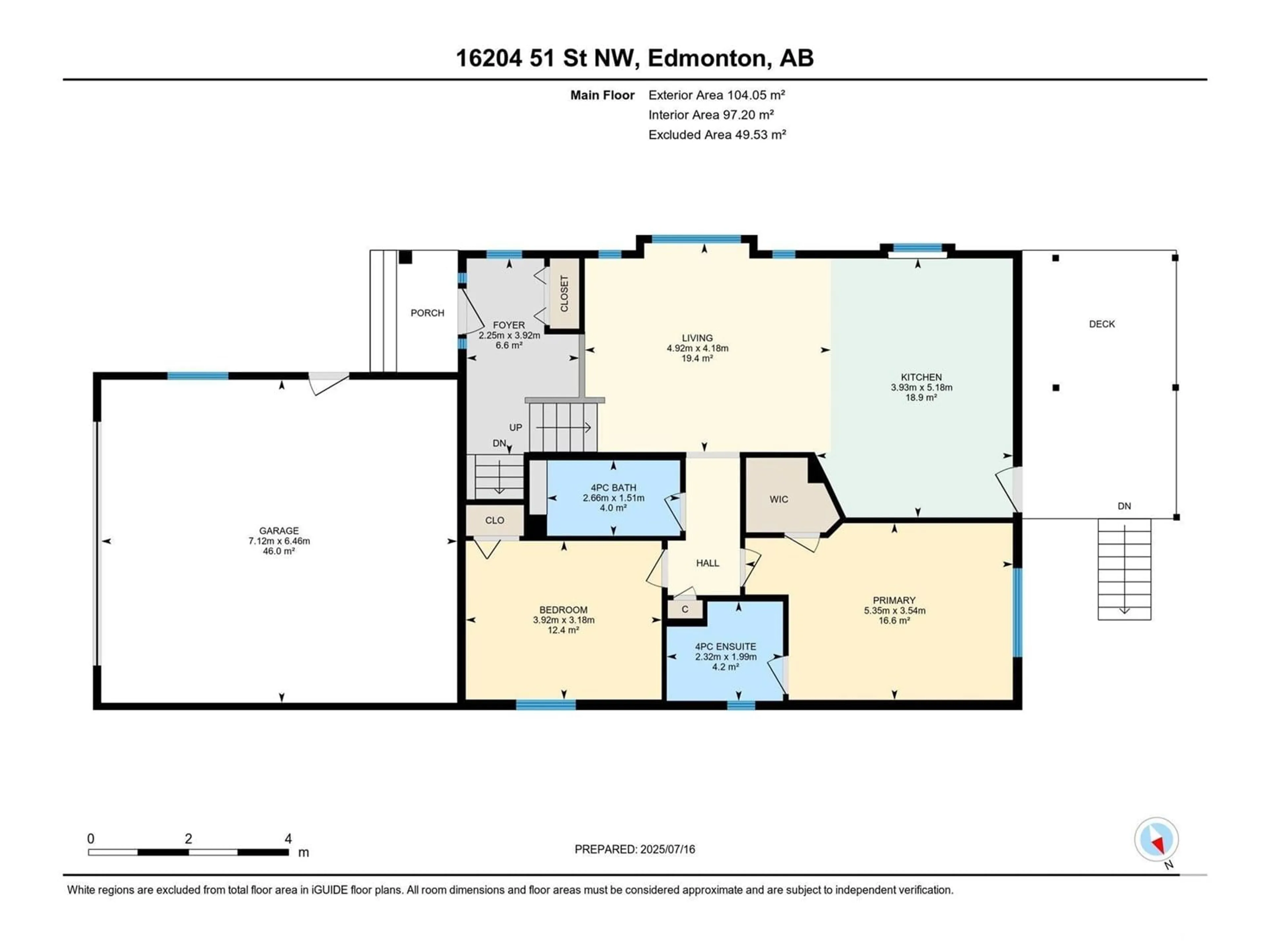 Floor plan for 16204 51 ST, Edmonton Alberta T5Y3K2