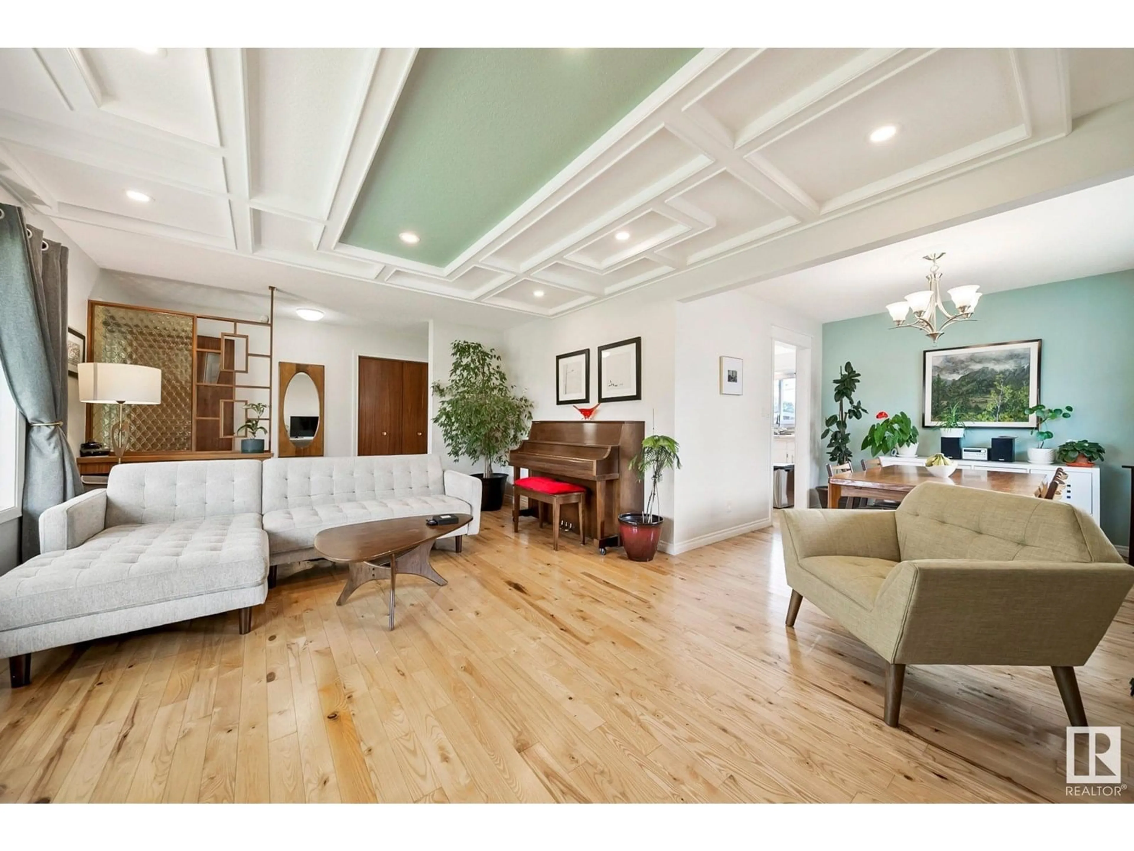 Living room with furniture, wood/laminate floor for 12213 128 ST, Edmonton Alberta T5L1C6