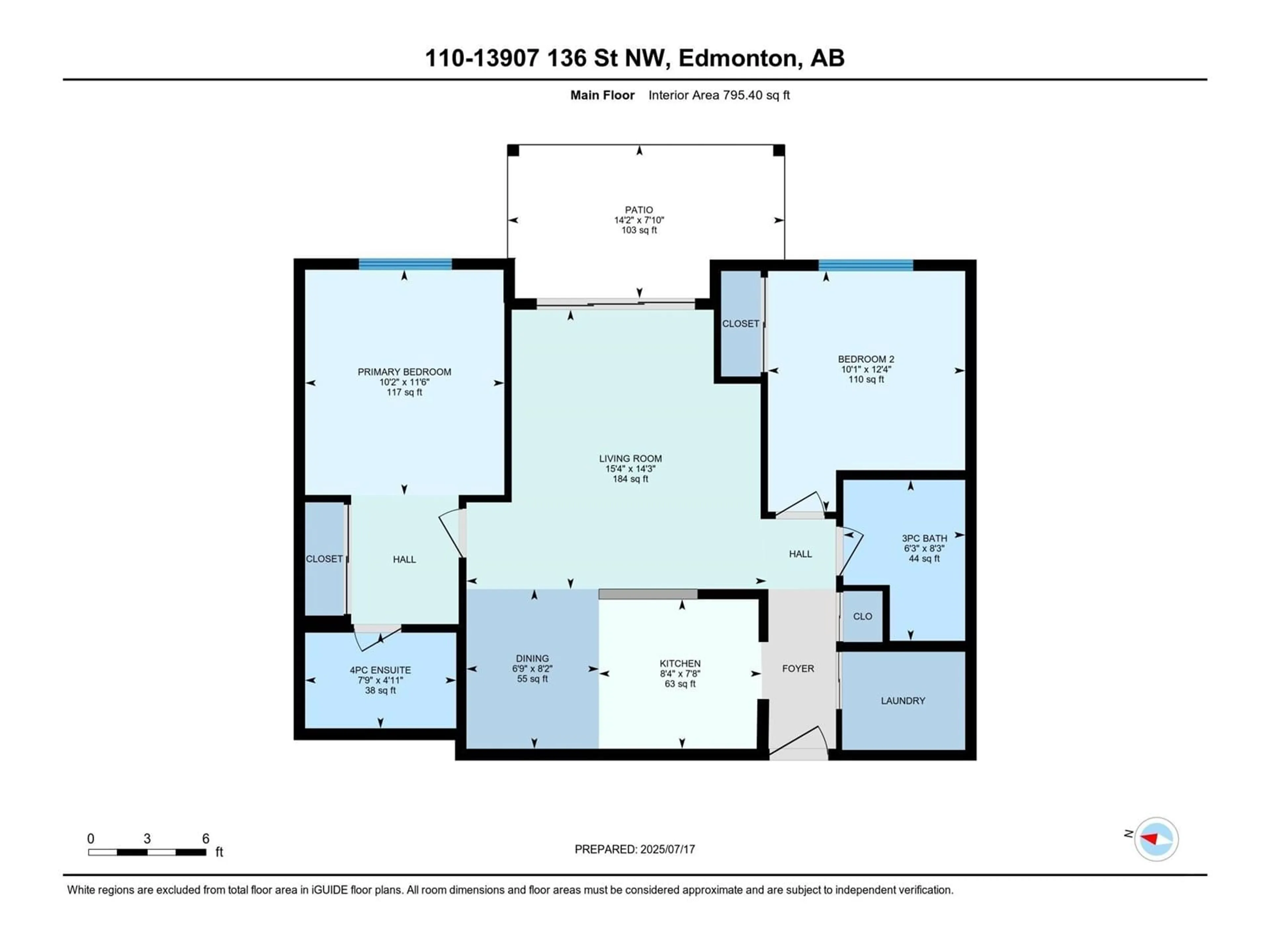 Floor plan for 110 13907 136 ST NW, Edmonton Alberta T6V1Y5