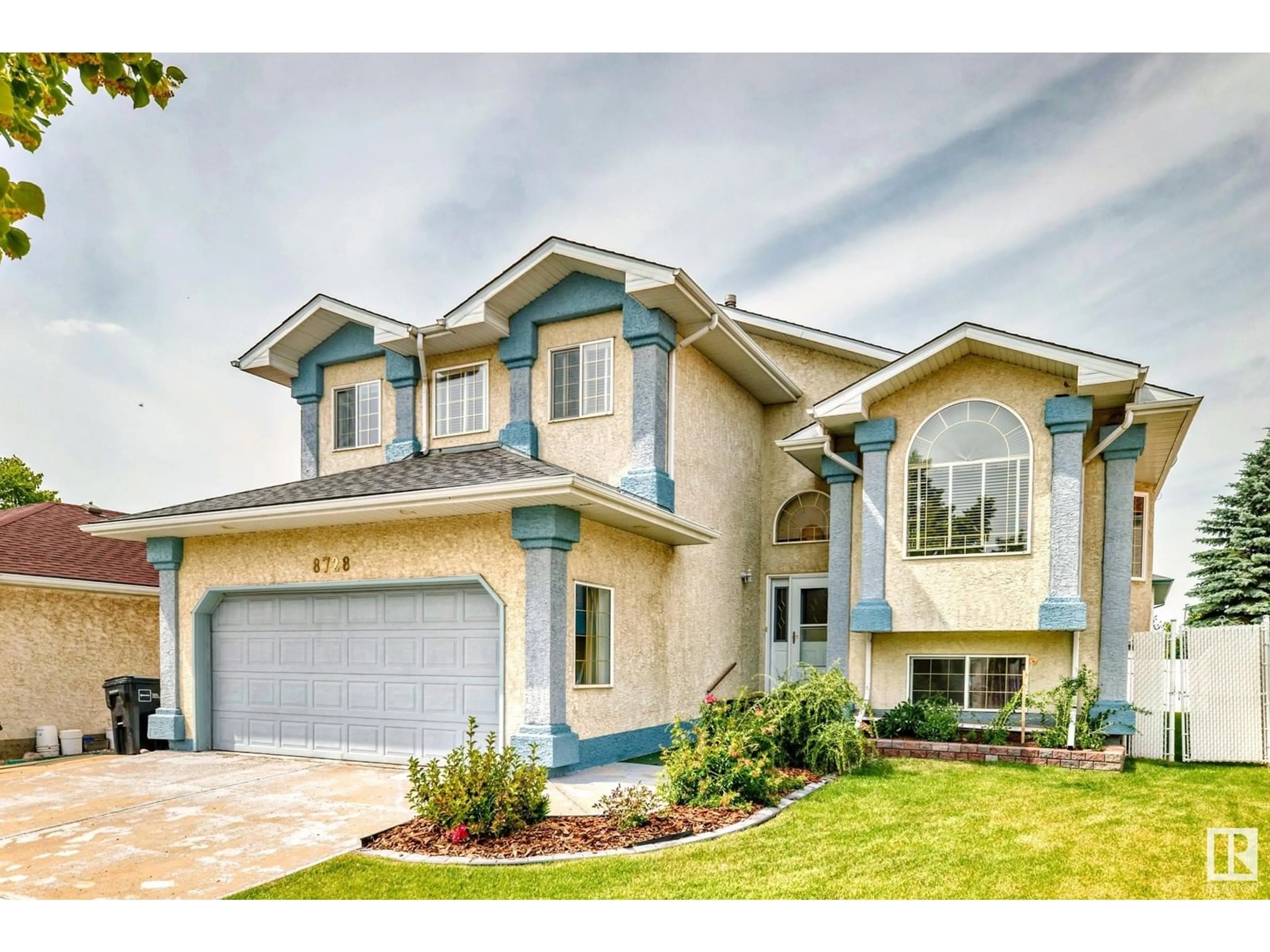 Home with vinyl exterior material, street for 8728 160 AV, Edmonton Alberta T5Z3H9