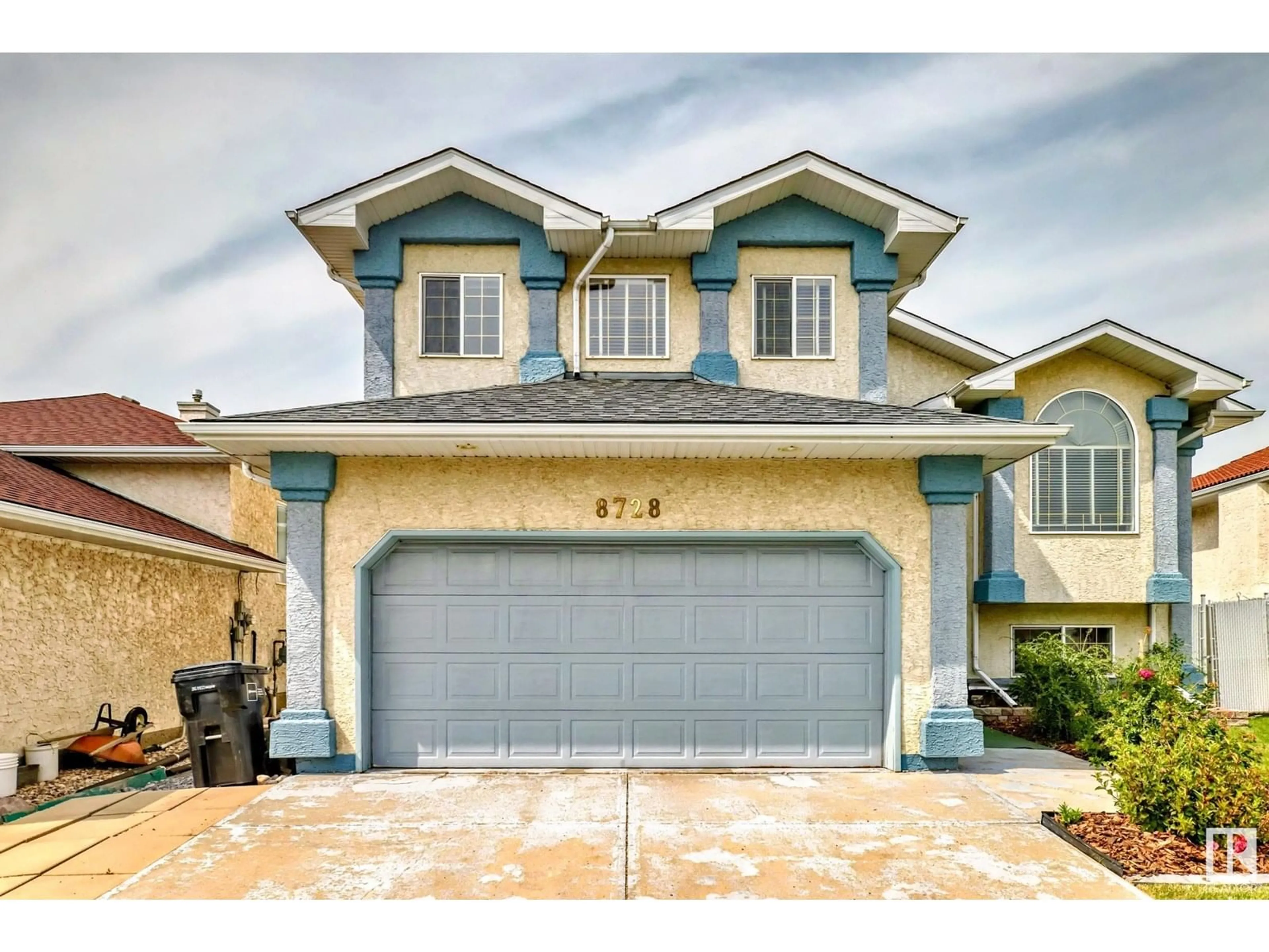 Home with vinyl exterior material, street for 8728 160 AV, Edmonton Alberta T5Z3H9