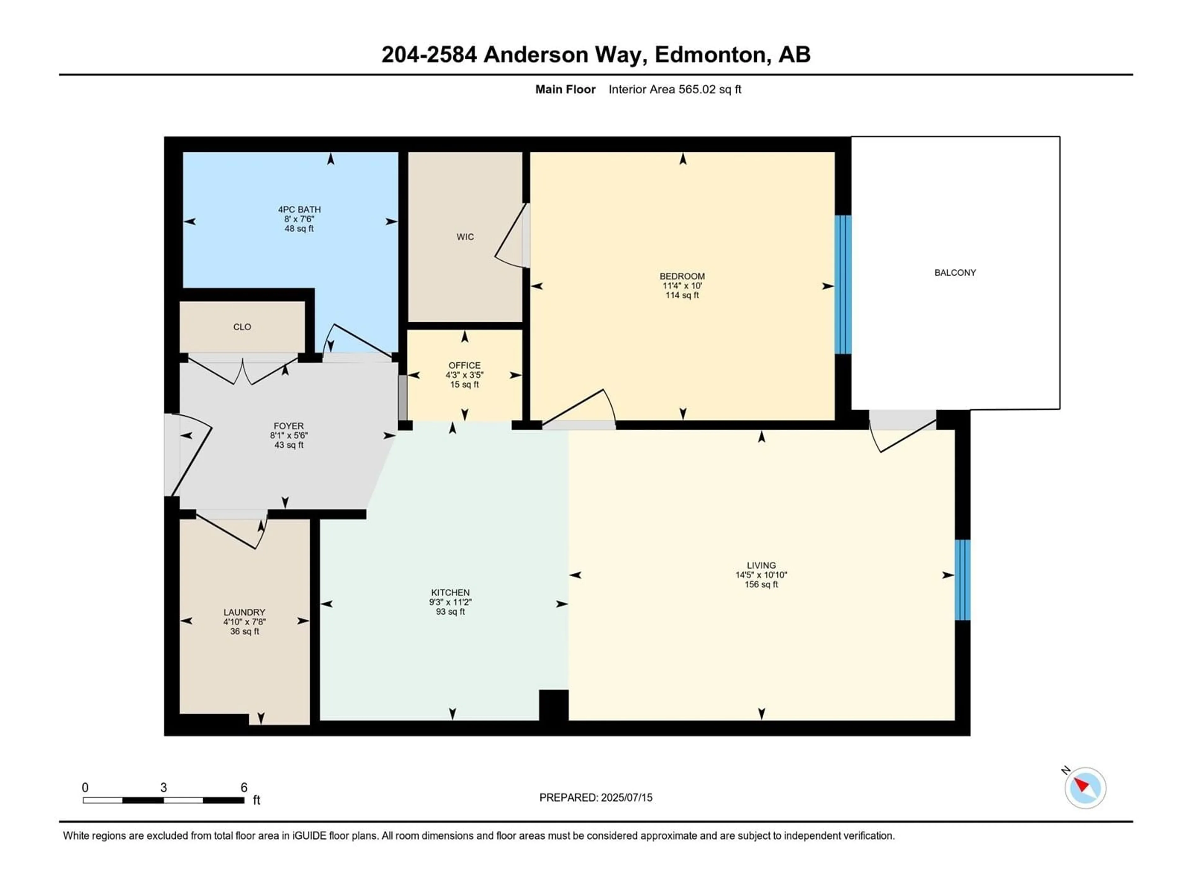 Floor plan for 201 - 2584 ANDERSON WY, Edmonton Alberta T6W0R2