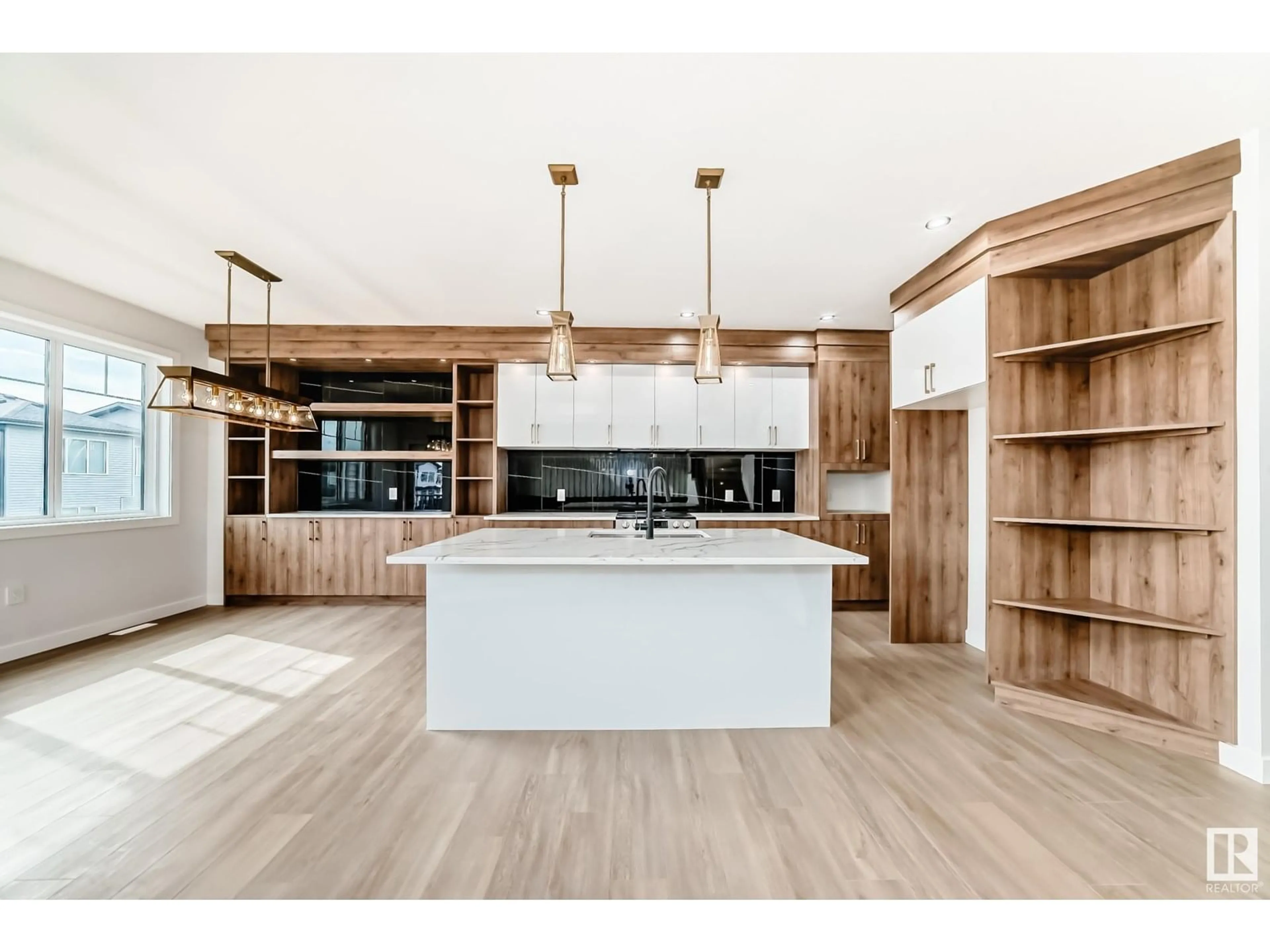 Open concept kitchen, wood/laminate floor for 34 ASHBURY CR, Spruce Grove Alberta T7X3C6