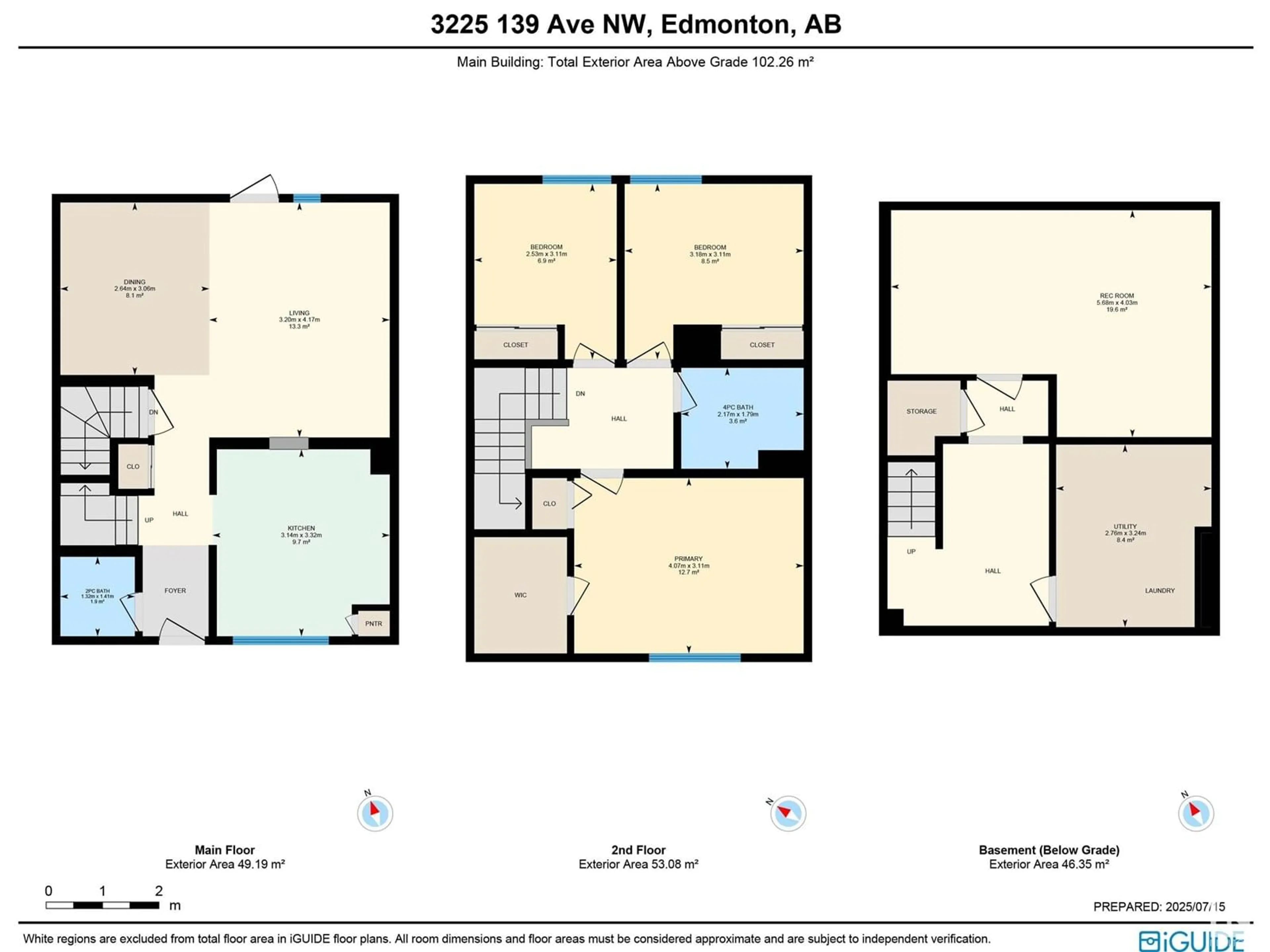Floor plan for 3225 139 AV, Edmonton Alberta T5Y1T2