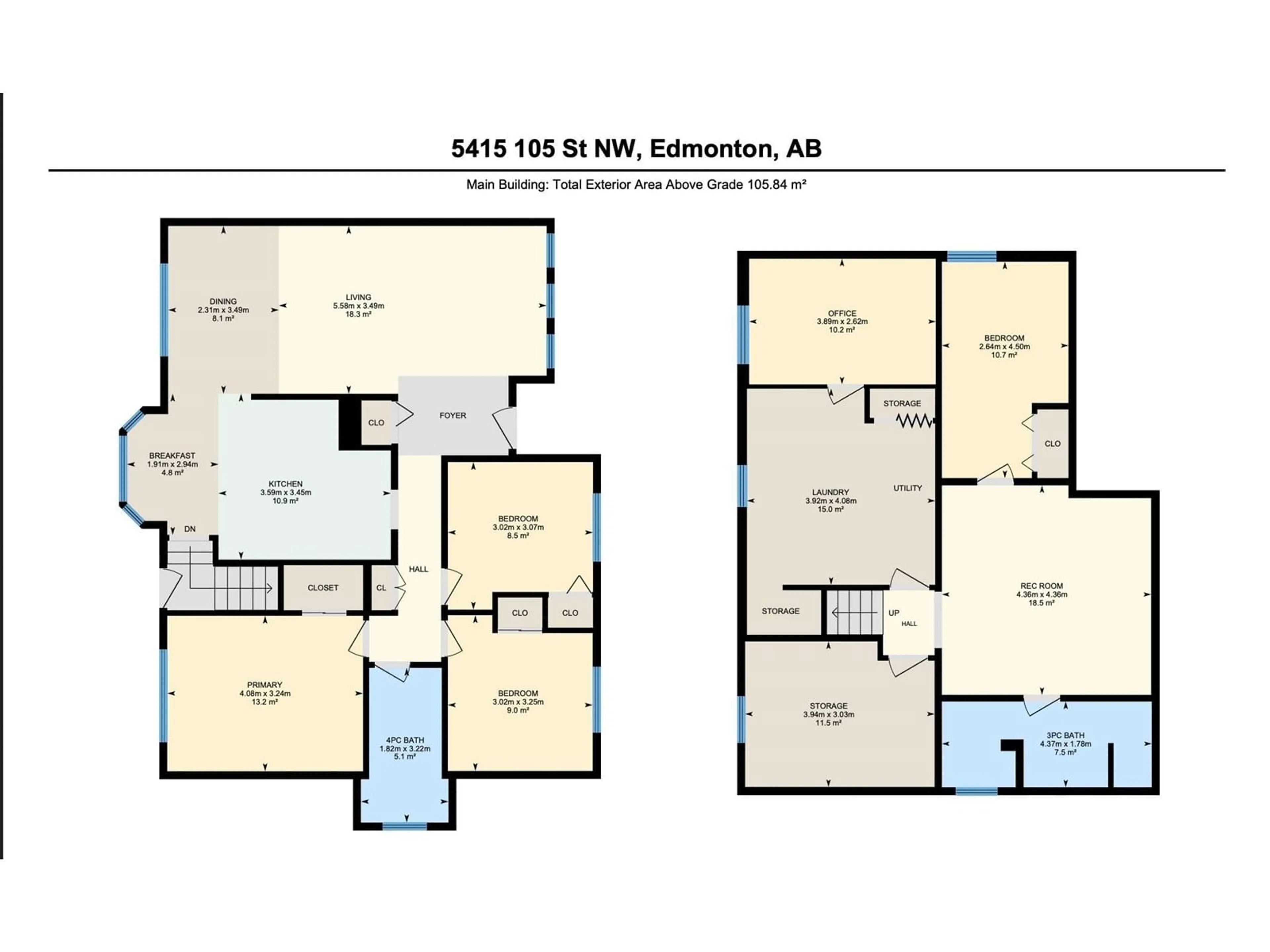 Floor plan for 5415 105 ST, Edmonton Alberta T6H2M7
