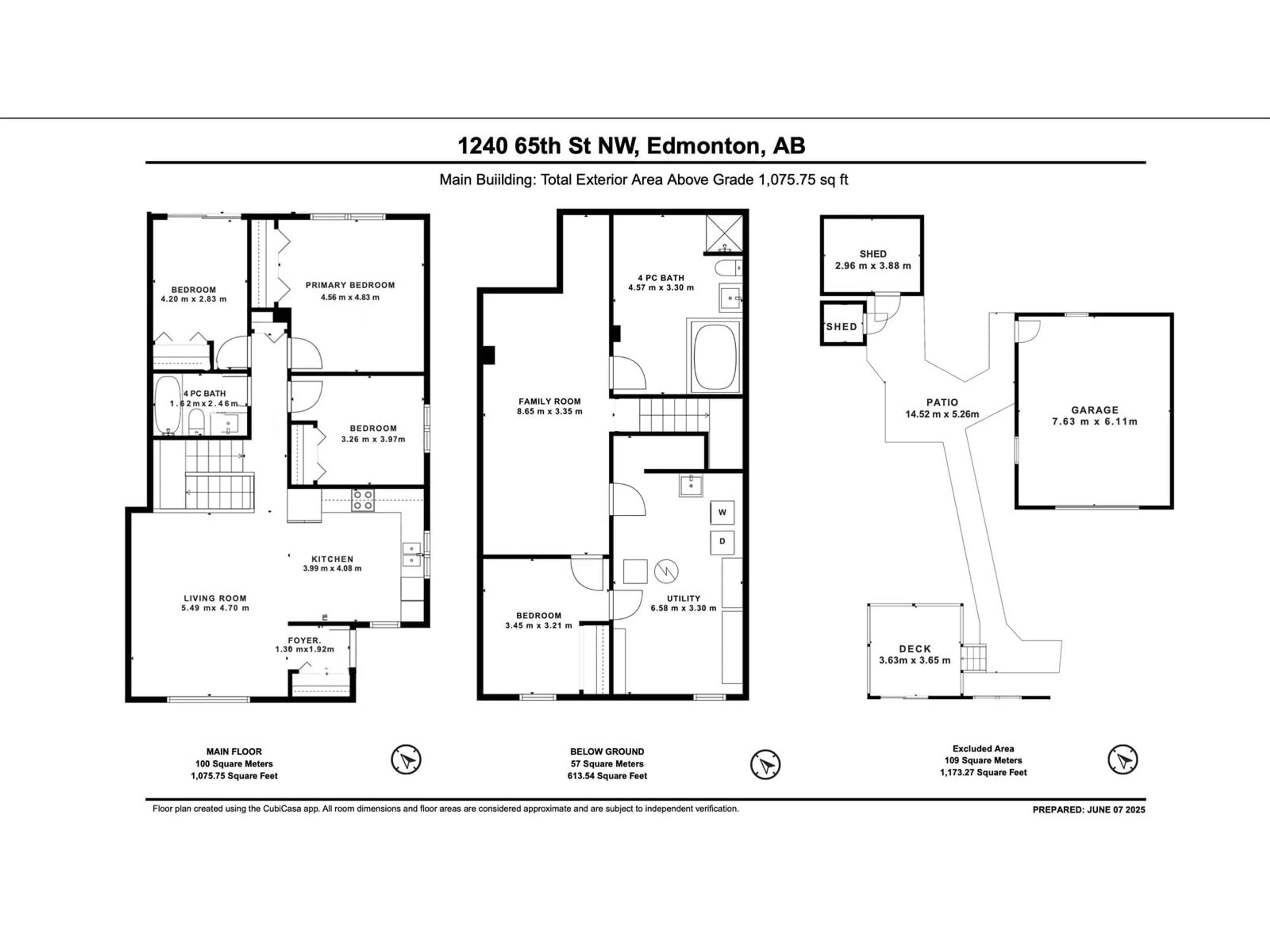 Floor plan for NW - 1240 65 ST, Edmonton Alberta T6L2E7