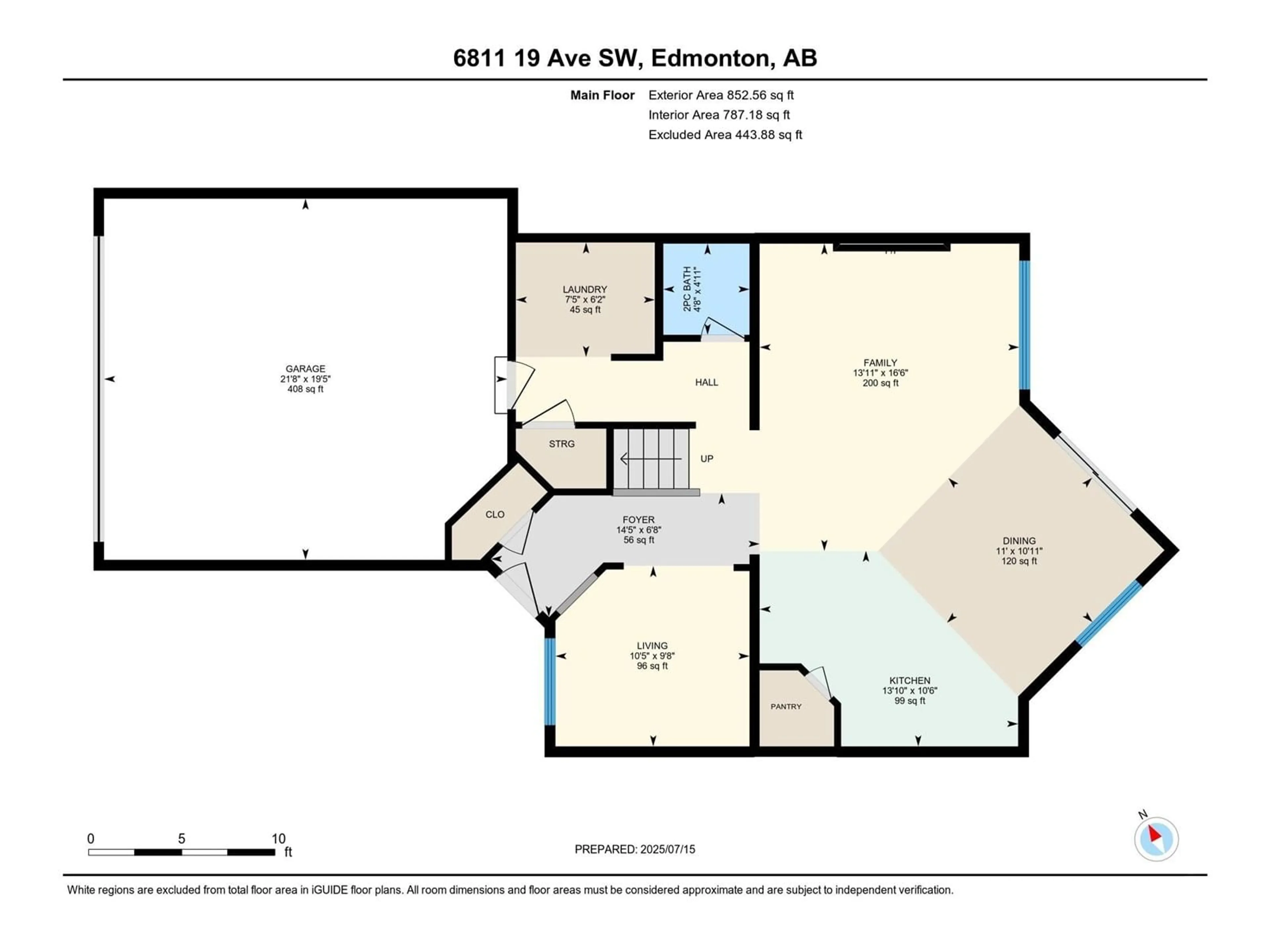 Floor plan for 6811 19 AV SW, Edmonton Alberta T6X0L8