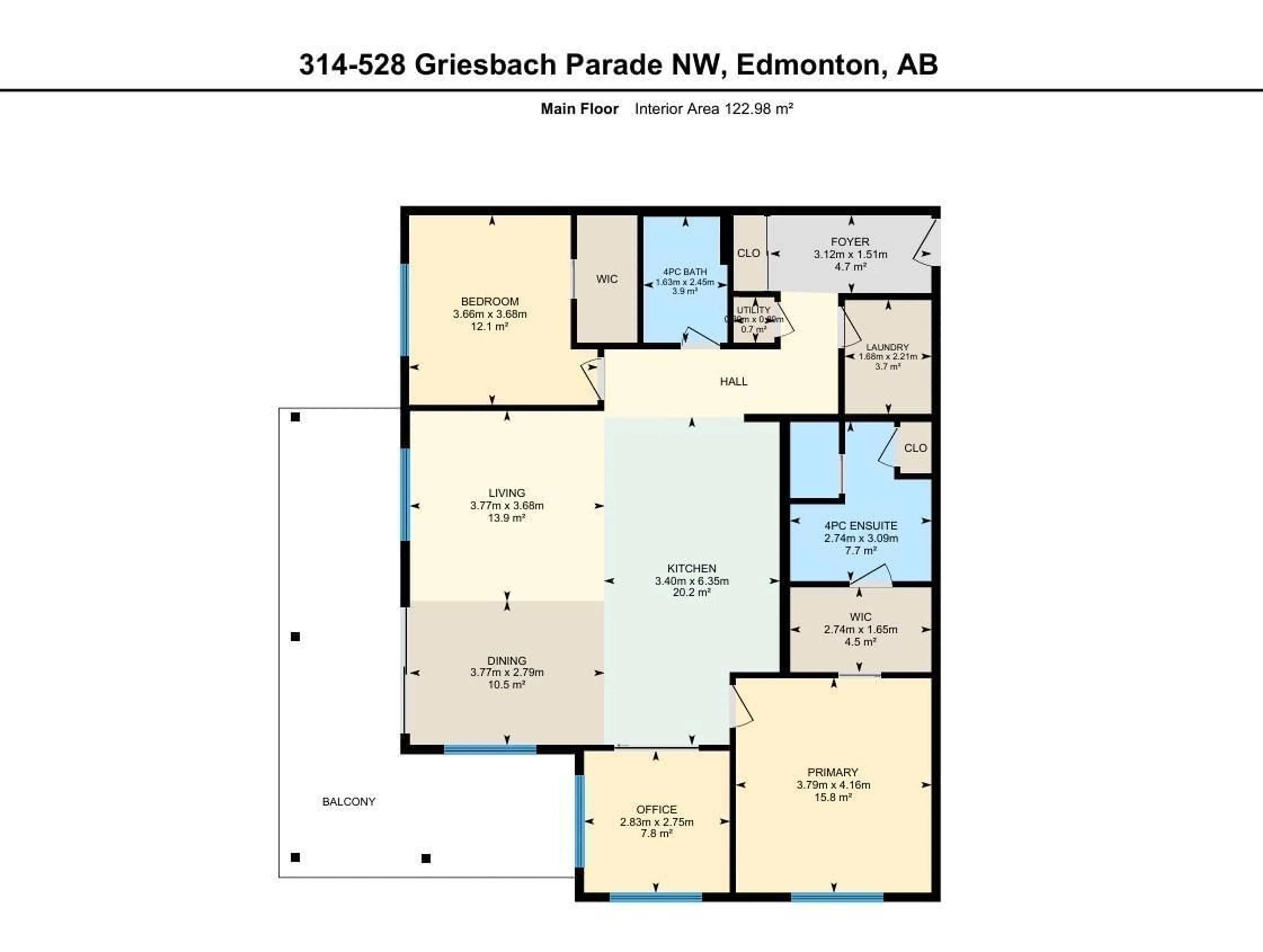 Floor plan for 528 - 314 GRIESBACH PARADE, Edmonton Alberta T5E6X2