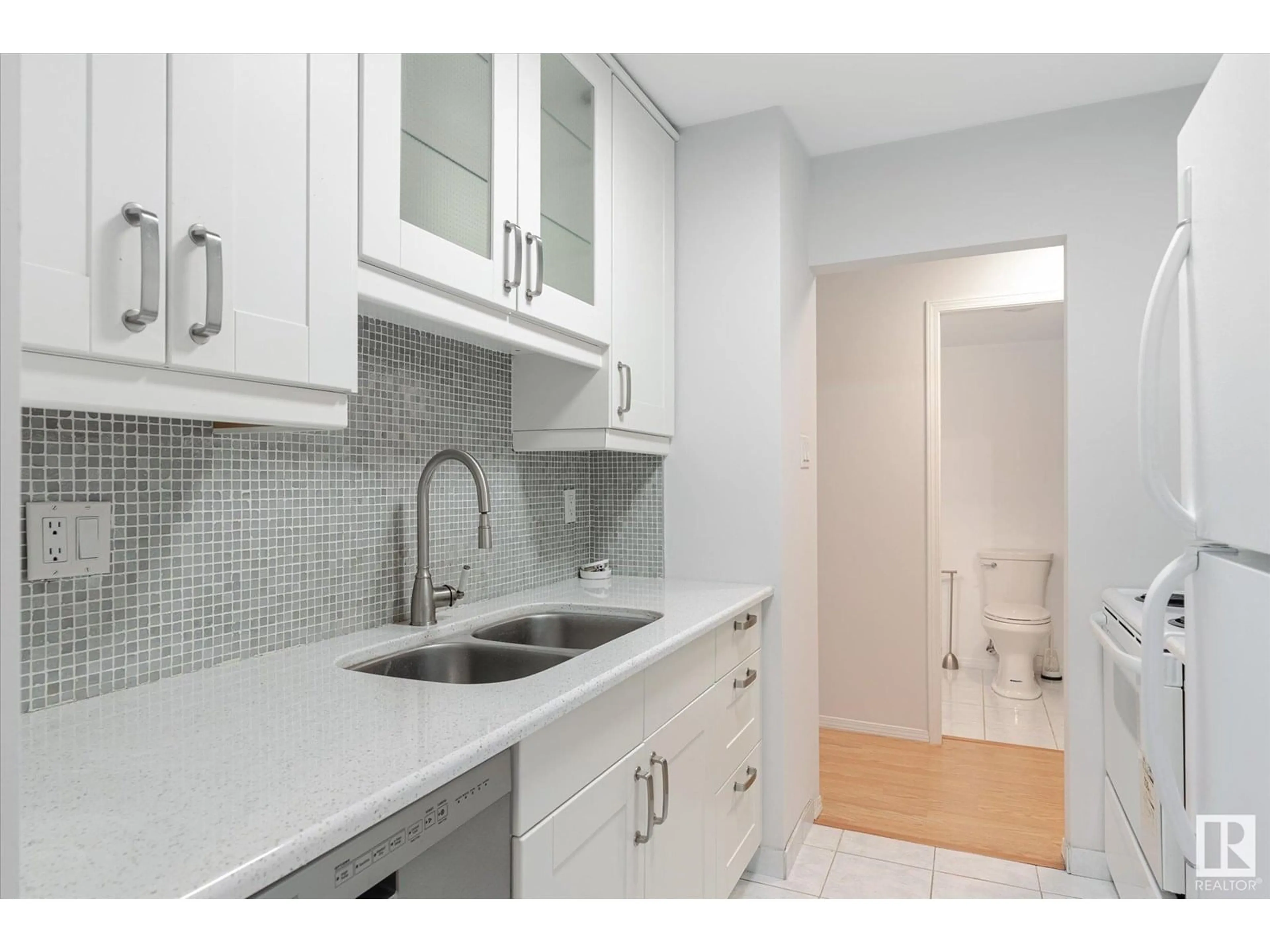 Standard kitchen, ceramic/tile floor for #102 - 14825 51 AV, Edmonton Alberta T6H5G4