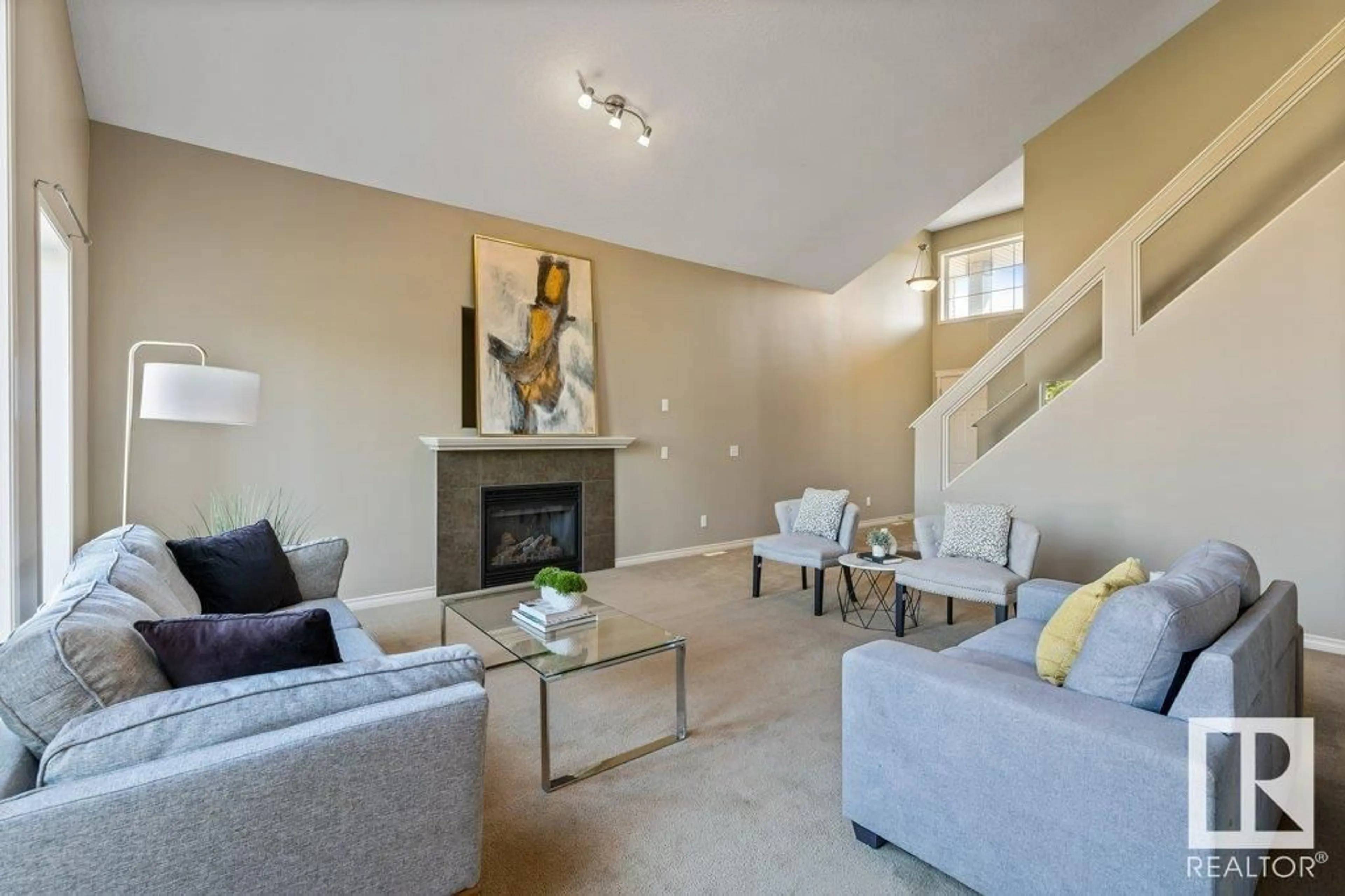 Living room with furniture, unknown for 4208 162 AV, Edmonton Alberta T5Y0H8