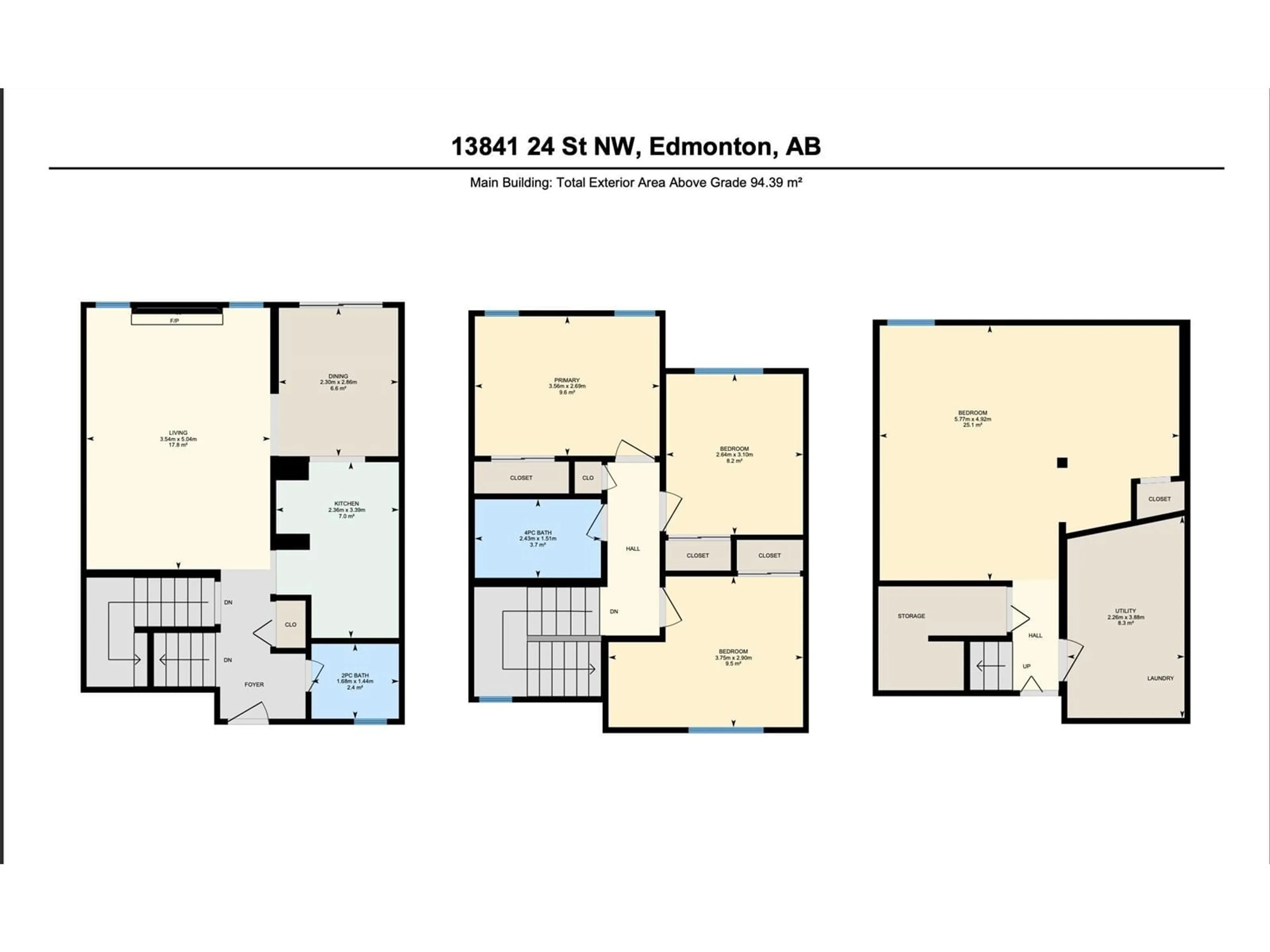 Floor plan for 13841 24 ST, Edmonton Alberta T5Y1K1