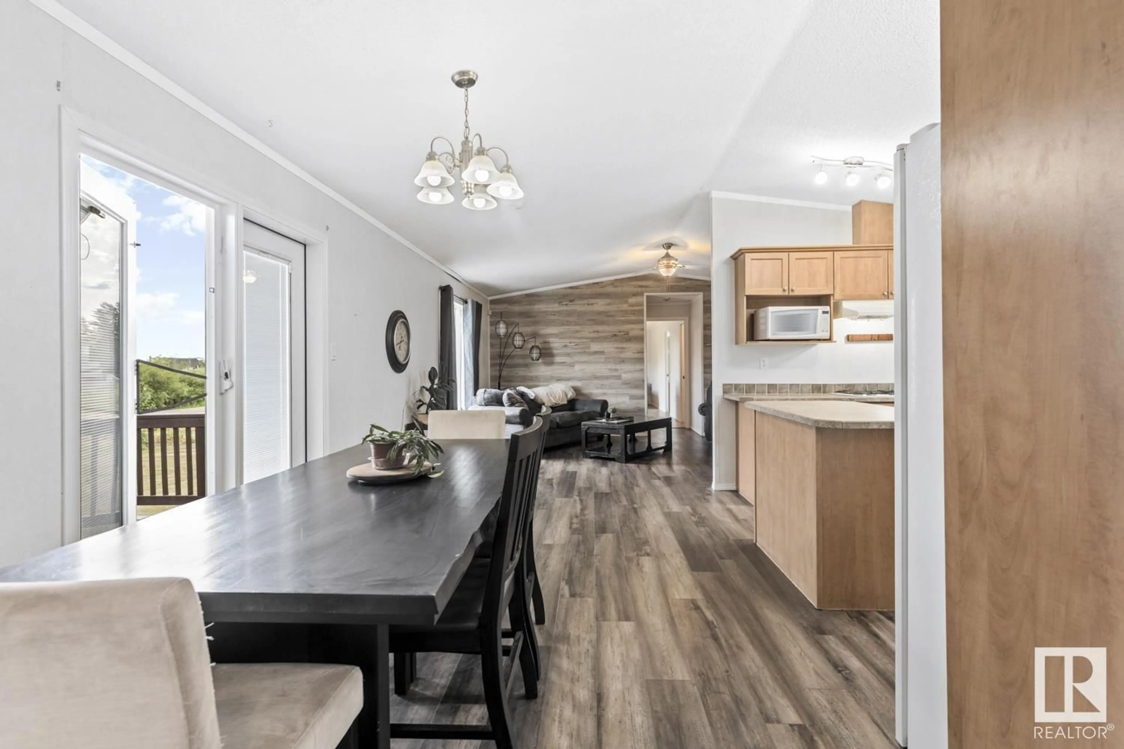 Open concept kitchen, wood/laminate floor for 4709 51 AV, La Corey Alberta T0A2E0