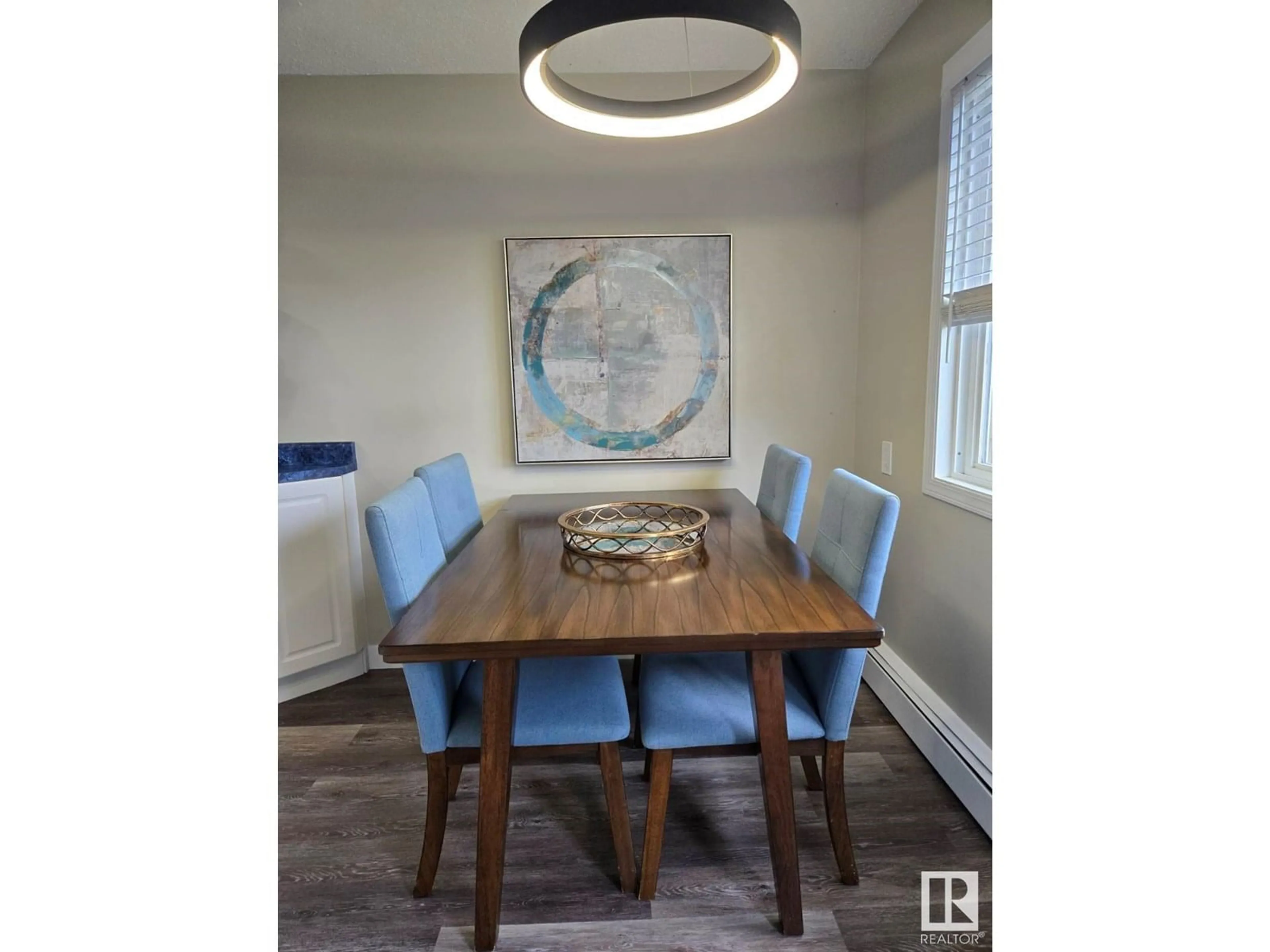 Dining room, wood/laminate floor for 9 - 18305 89 AV NW, Edmonton Alberta T6T1X2