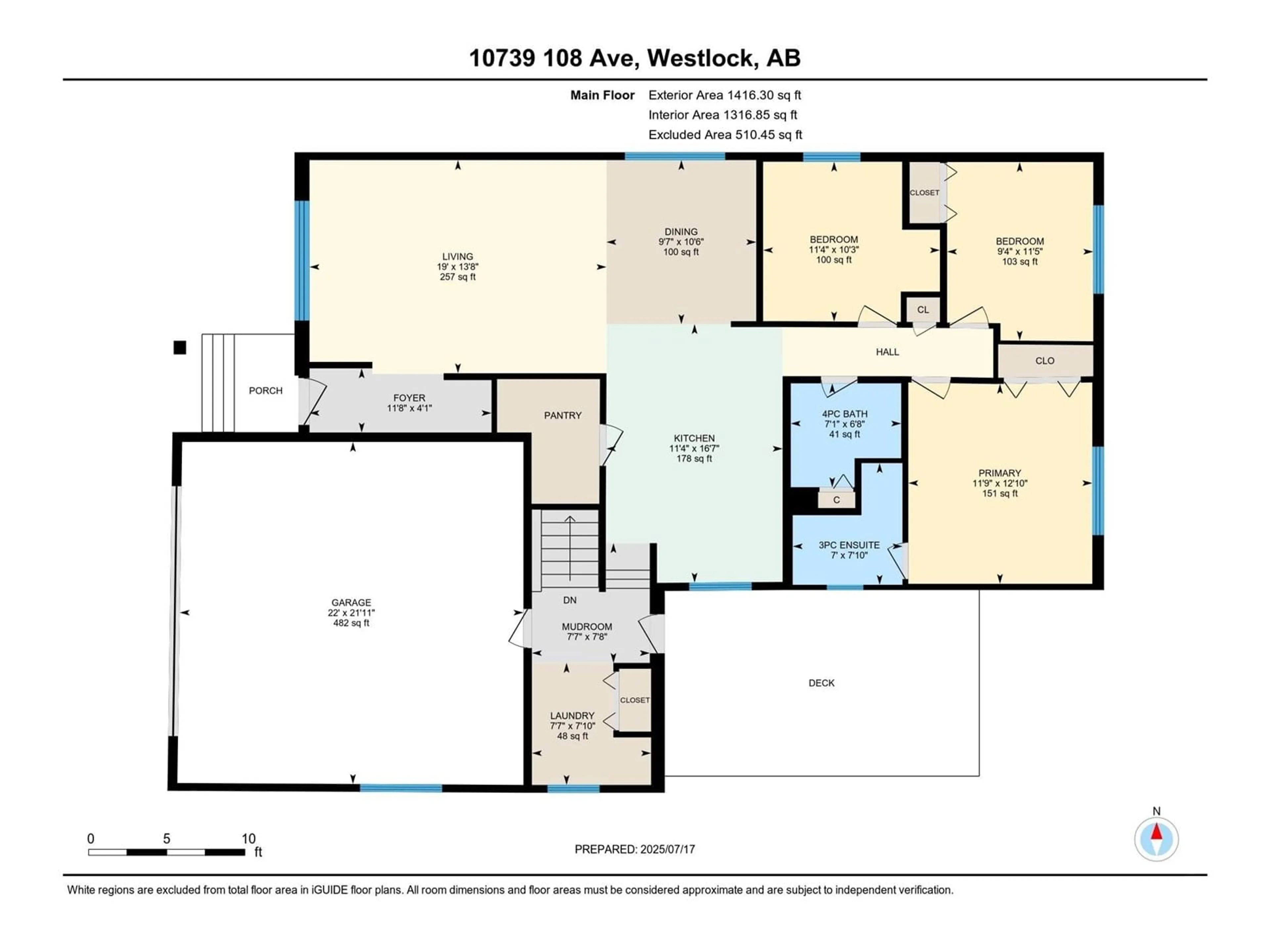 Floor plan for 10739 108 AV, Westlock Alberta T7P1C7