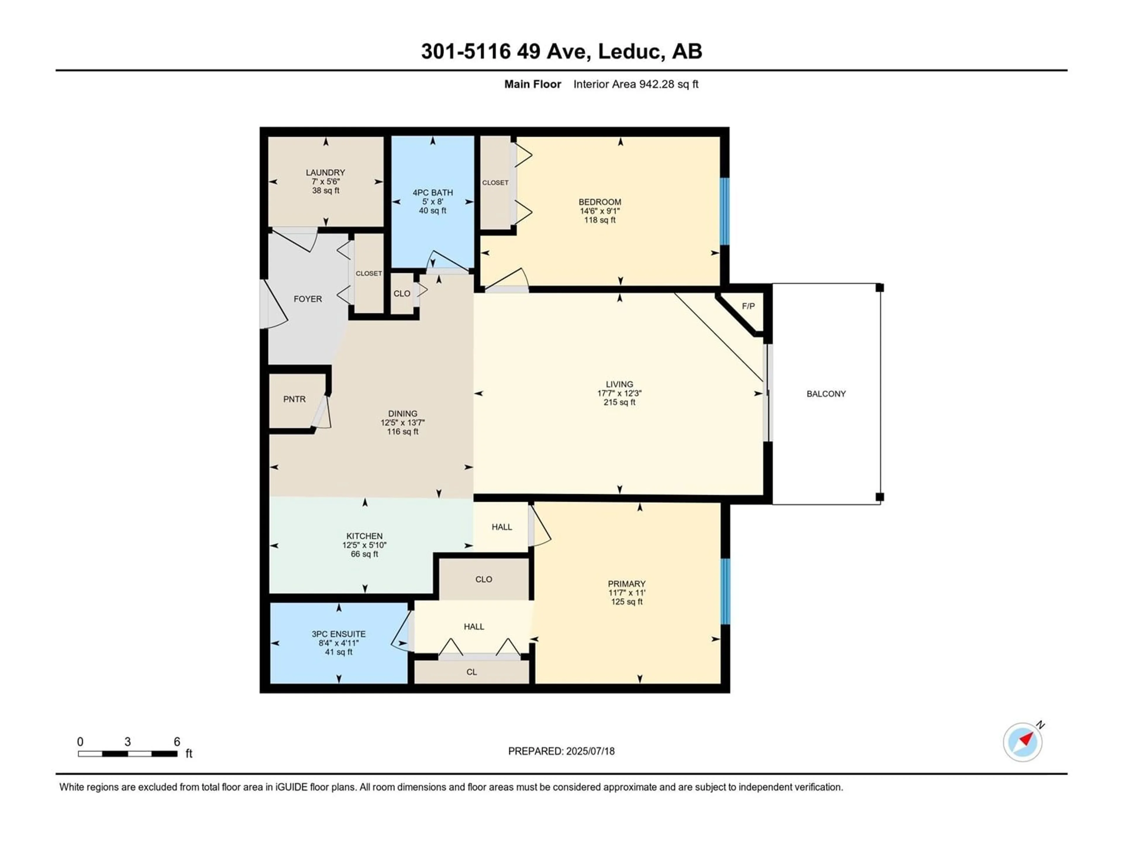 Floor plan for 301 - 5116 49 AV, Leduc Alberta T9E8K1