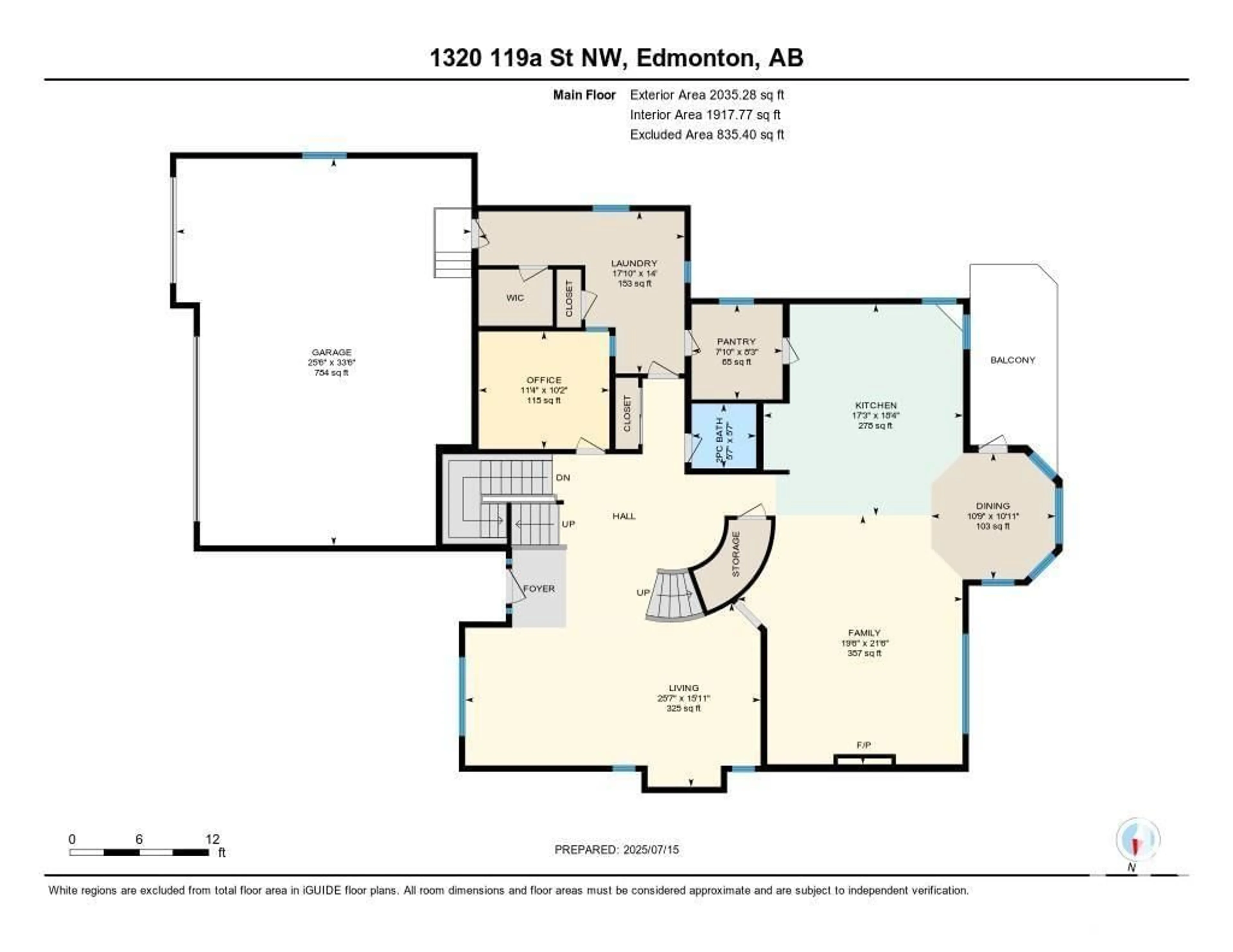 Floor plan for NW - 1320 119A ST, Edmonton Alberta T6J7H6