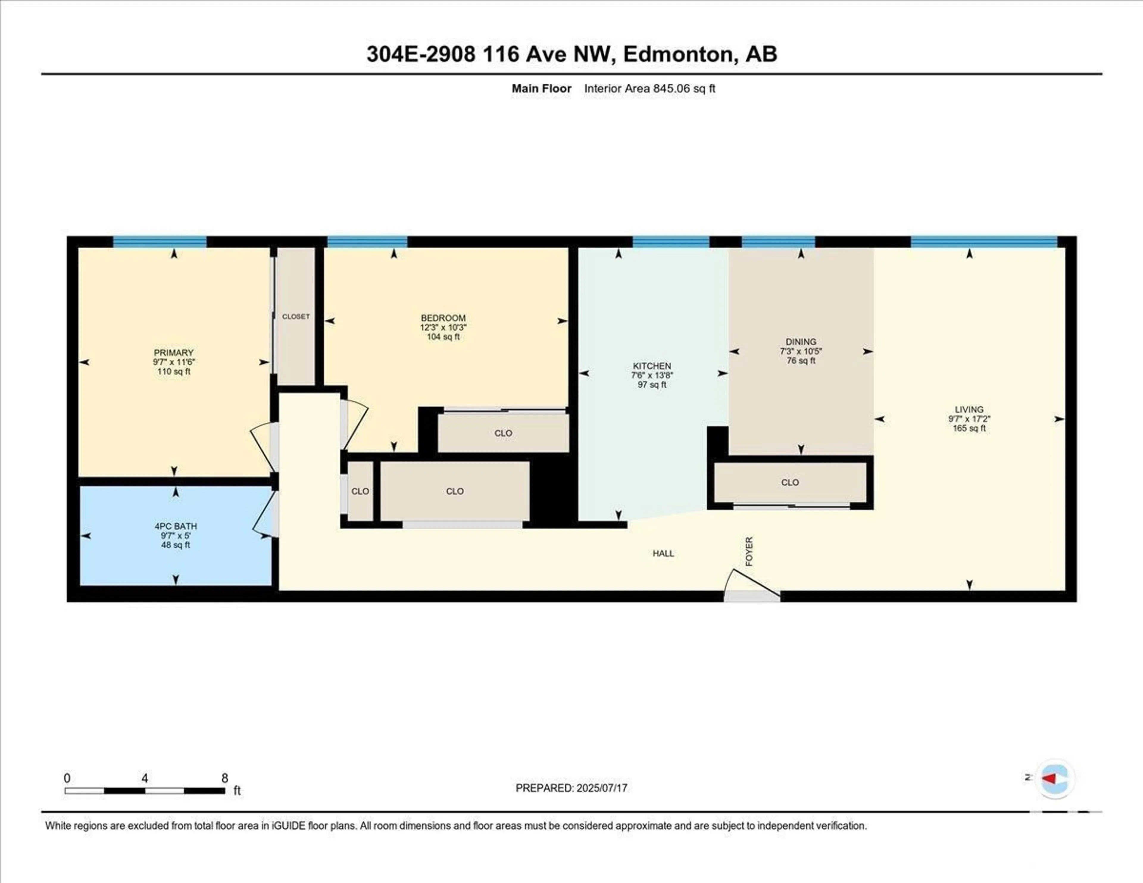Floor plan for 304E - 2908 116A AVE NW, Edmonton Alberta T5W4R7