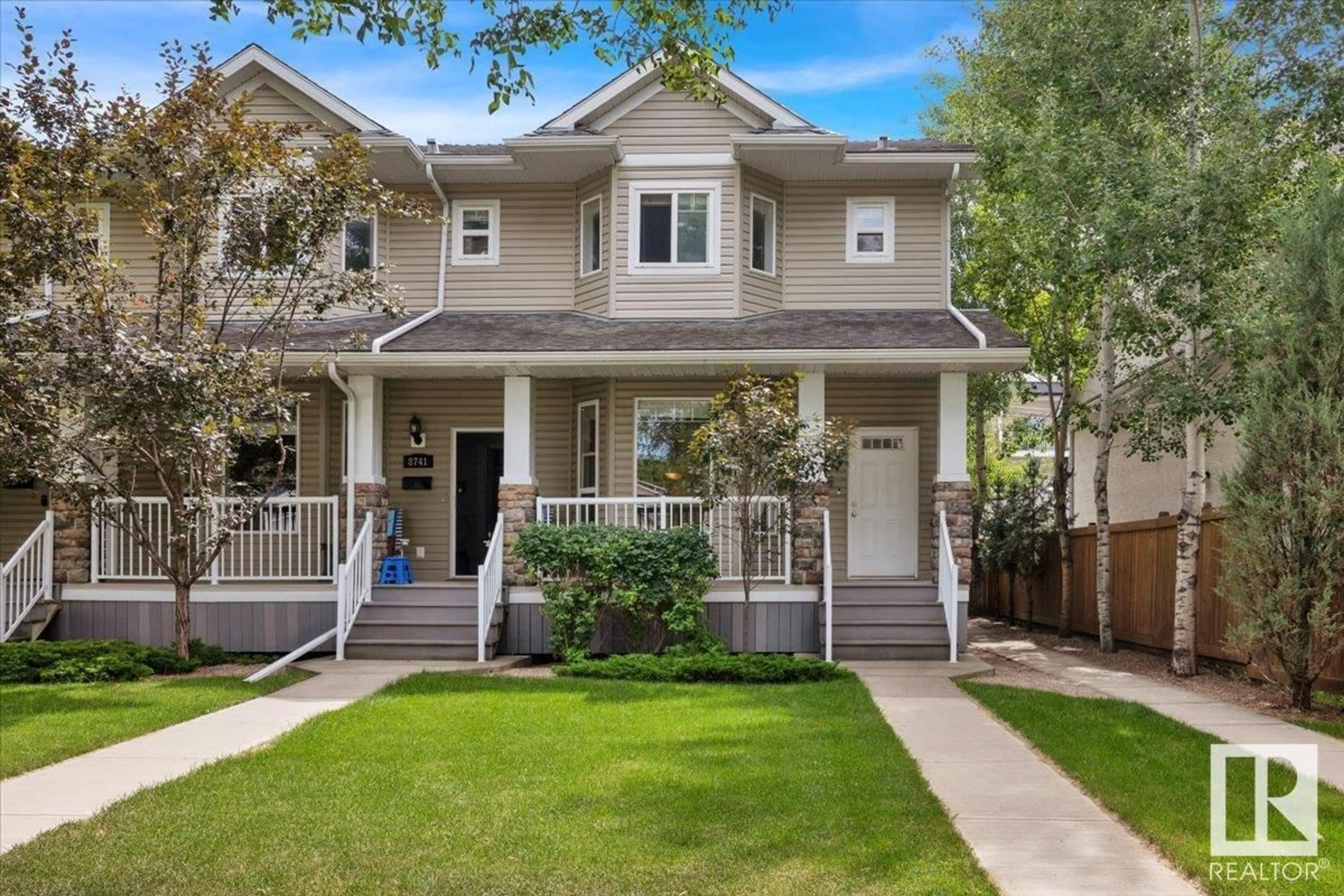 Home with vinyl exterior material, street for 8743 83 AV, Edmonton Alberta T6C1B2