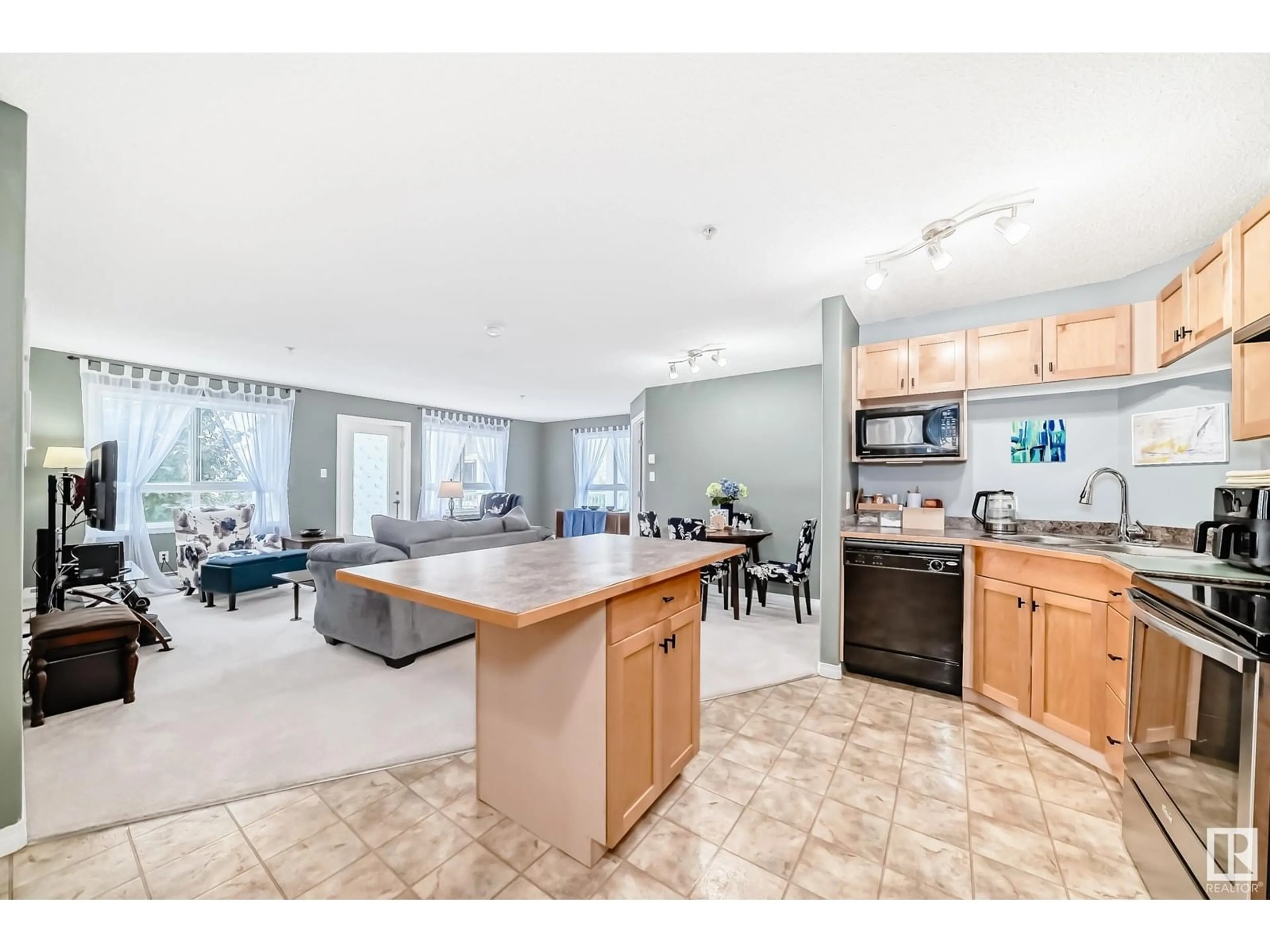 Open concept kitchen, ceramic/tile floor for #205 - 5340 199 ST, Edmonton Alberta T6M0A5