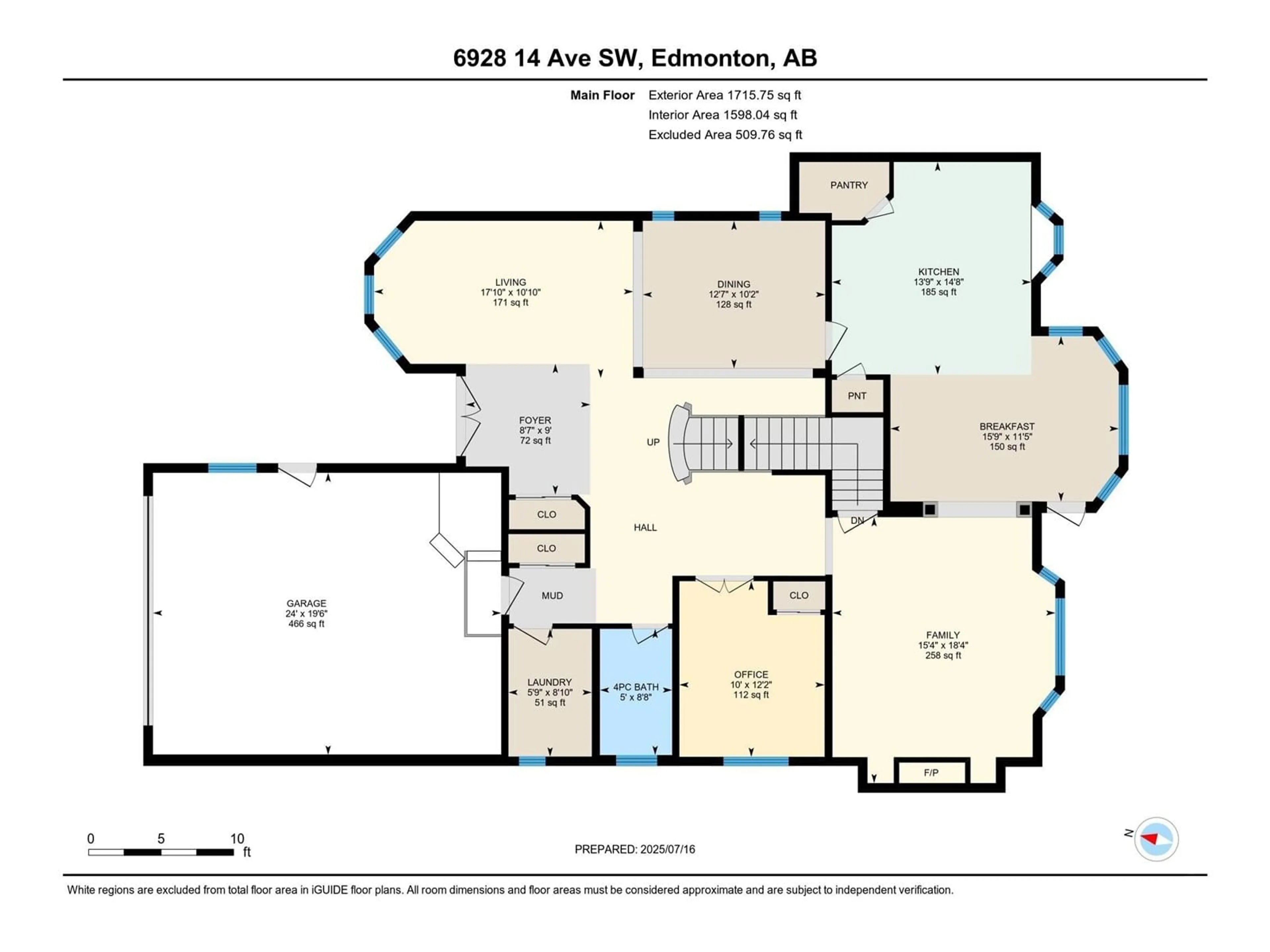 Floor plan for 6928 14 AV, Edmonton Alberta T6L1L3