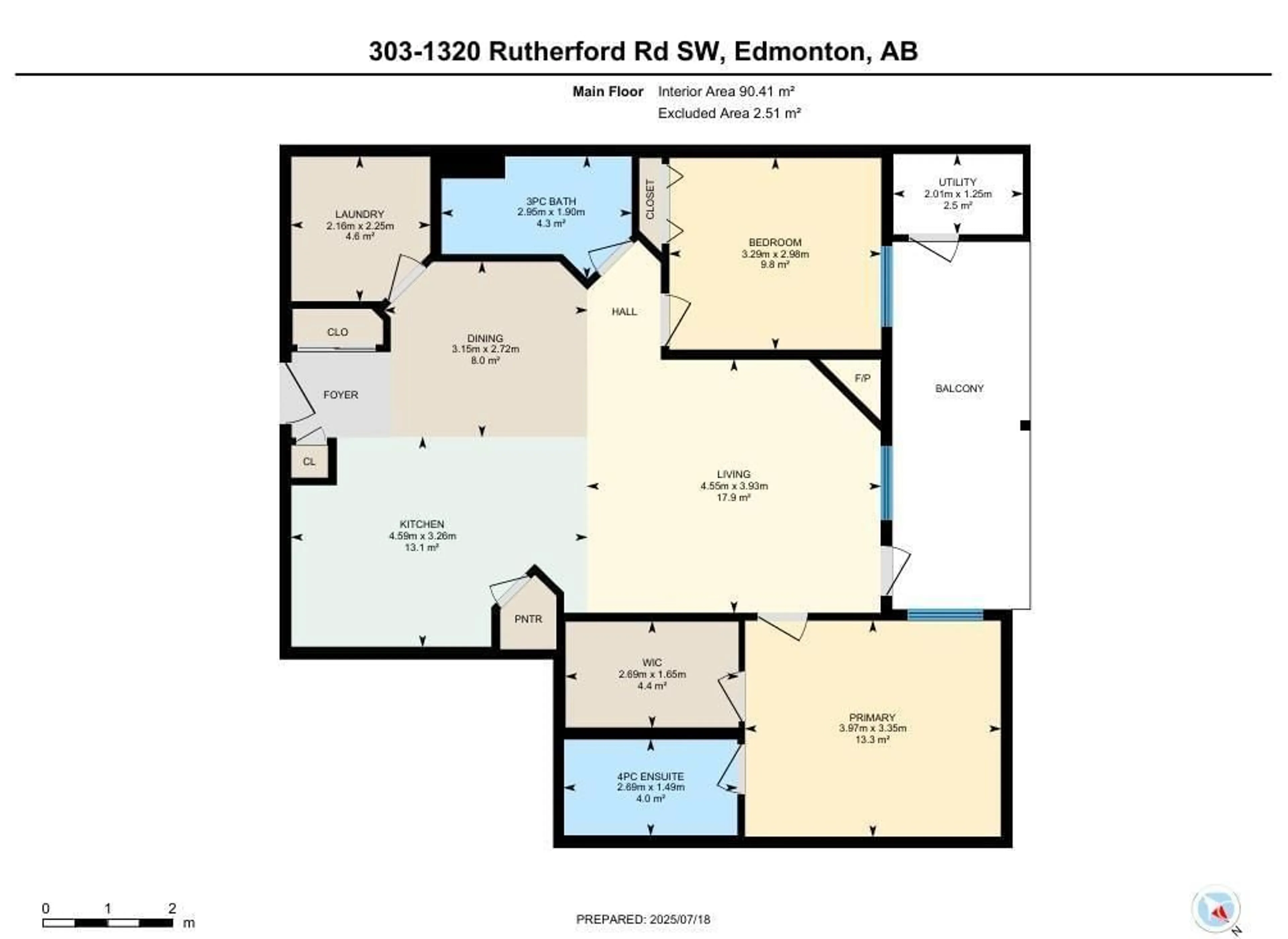 Floor plan for #303 - 1320 RUTHERFORD RD, Edmonton Alberta T6W0B6
