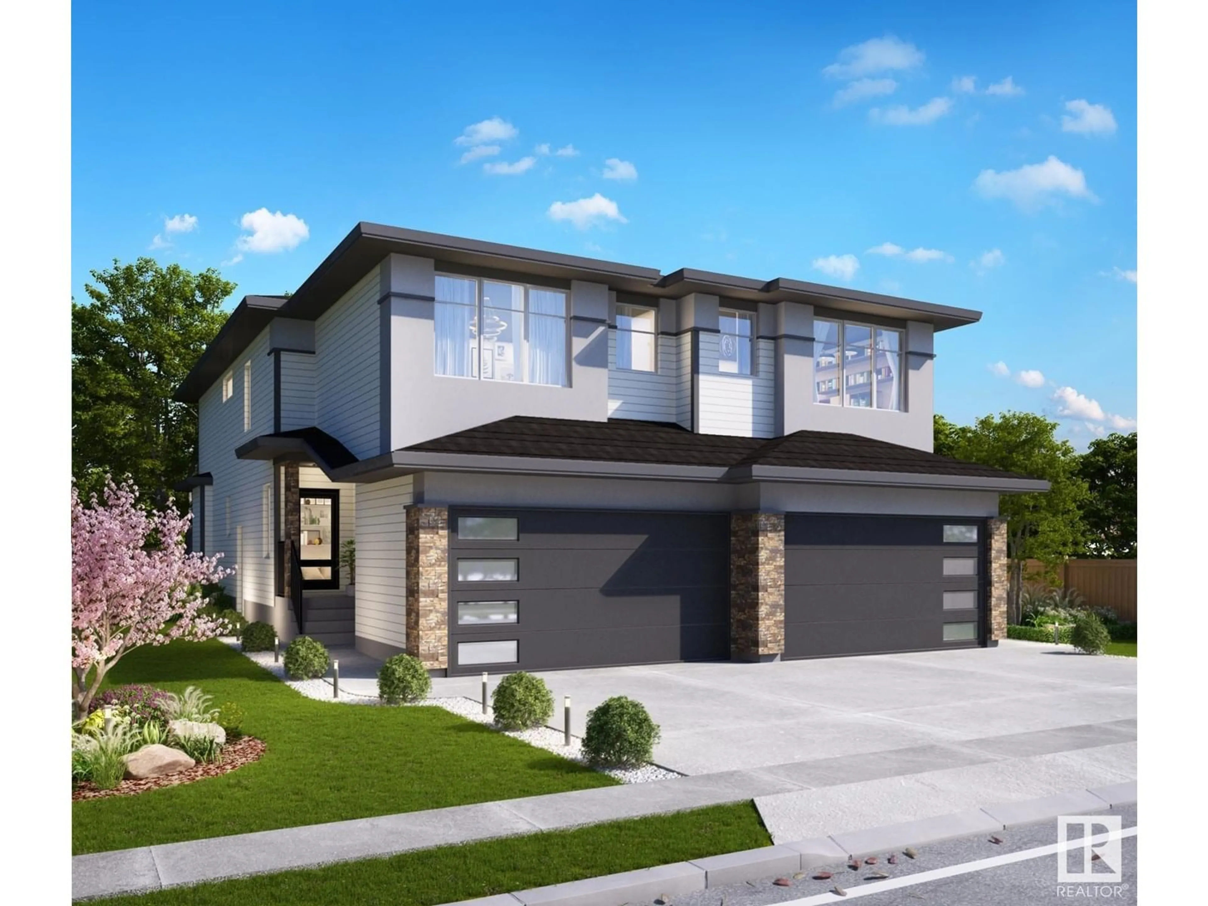 Home with brick exterior material, street for NW - 1904 155 AV, Edmonton Alberta T5Y4H8