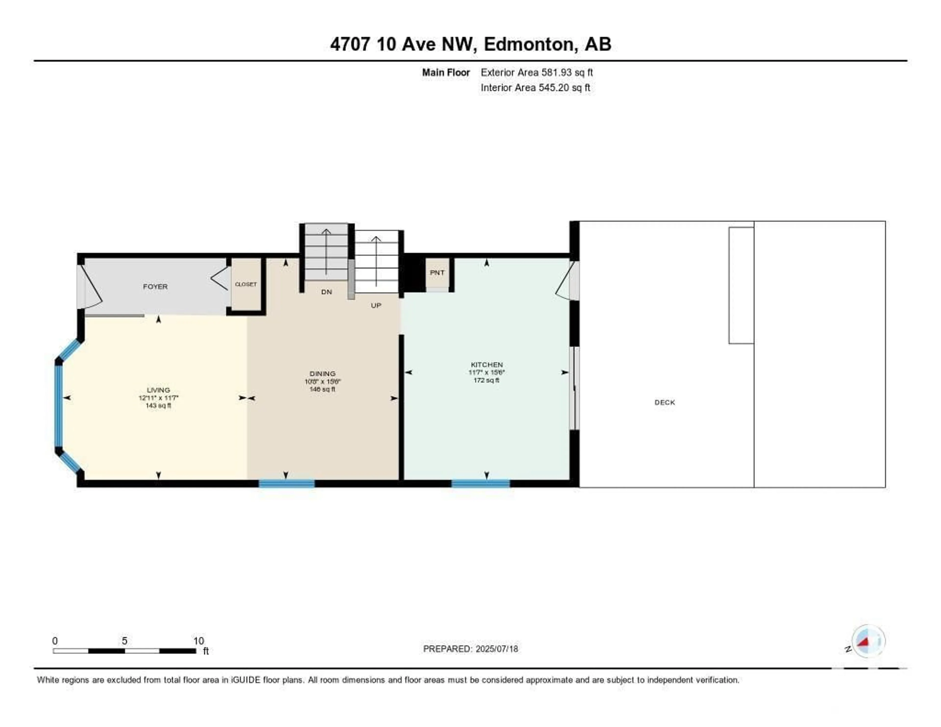 Floor plan for 4707 10 AV, Edmonton Alberta T6L4S2