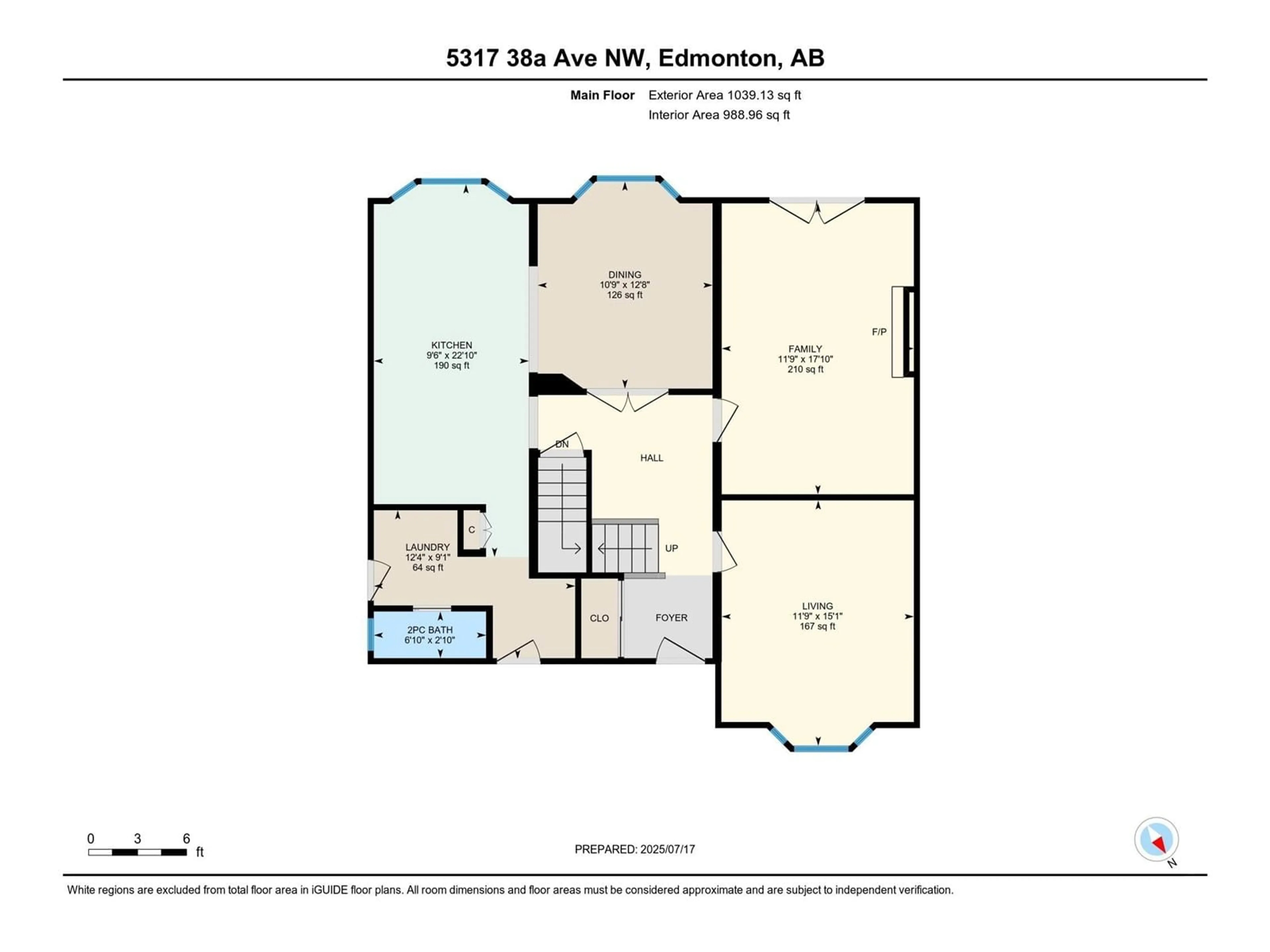 Floor plan for 5317 38A AV NW, Edmonton Alberta T6L2J4