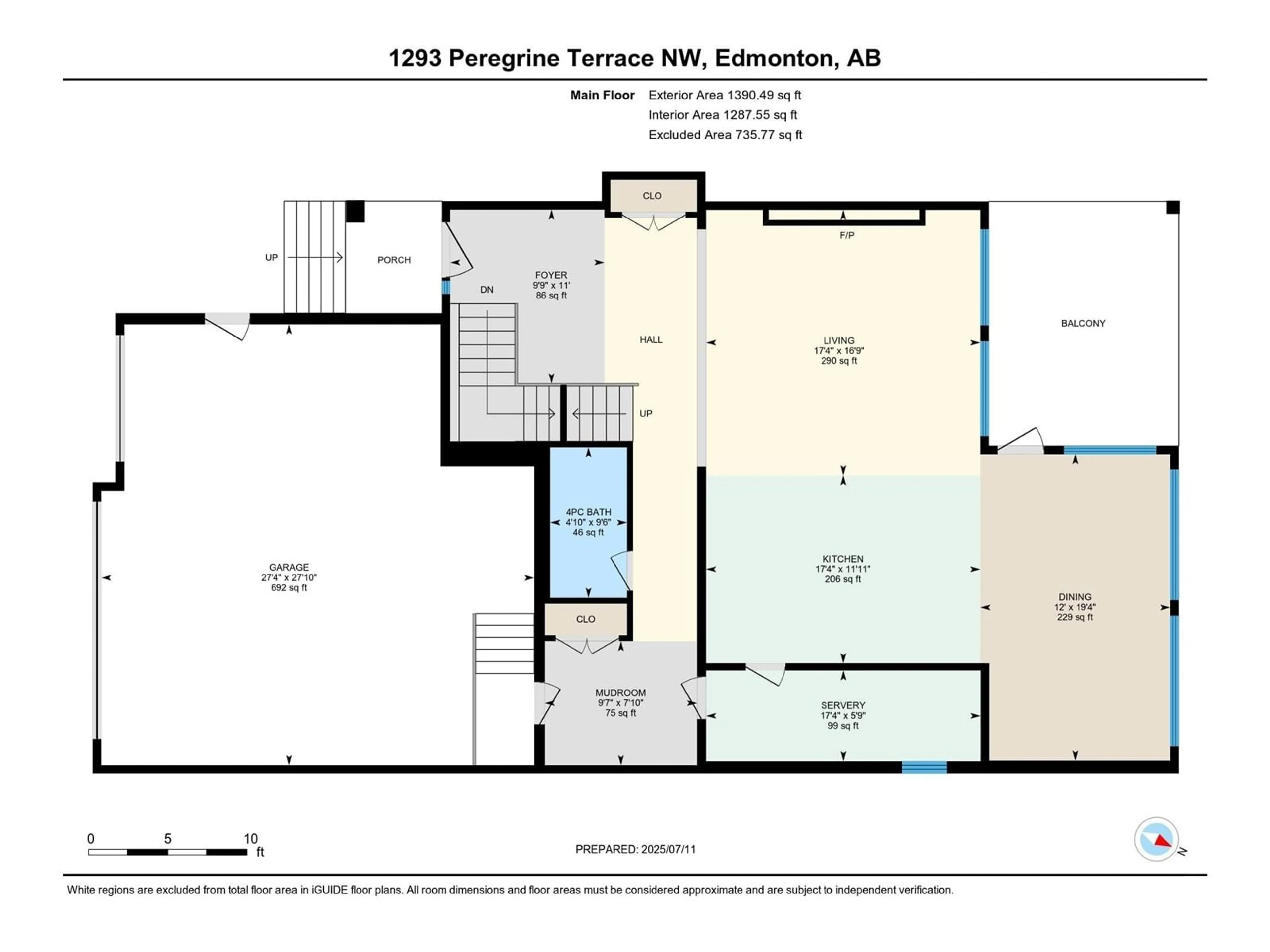 Floor plan for 1293 PEREGRINE TC, Edmonton Alberta T5S0M4