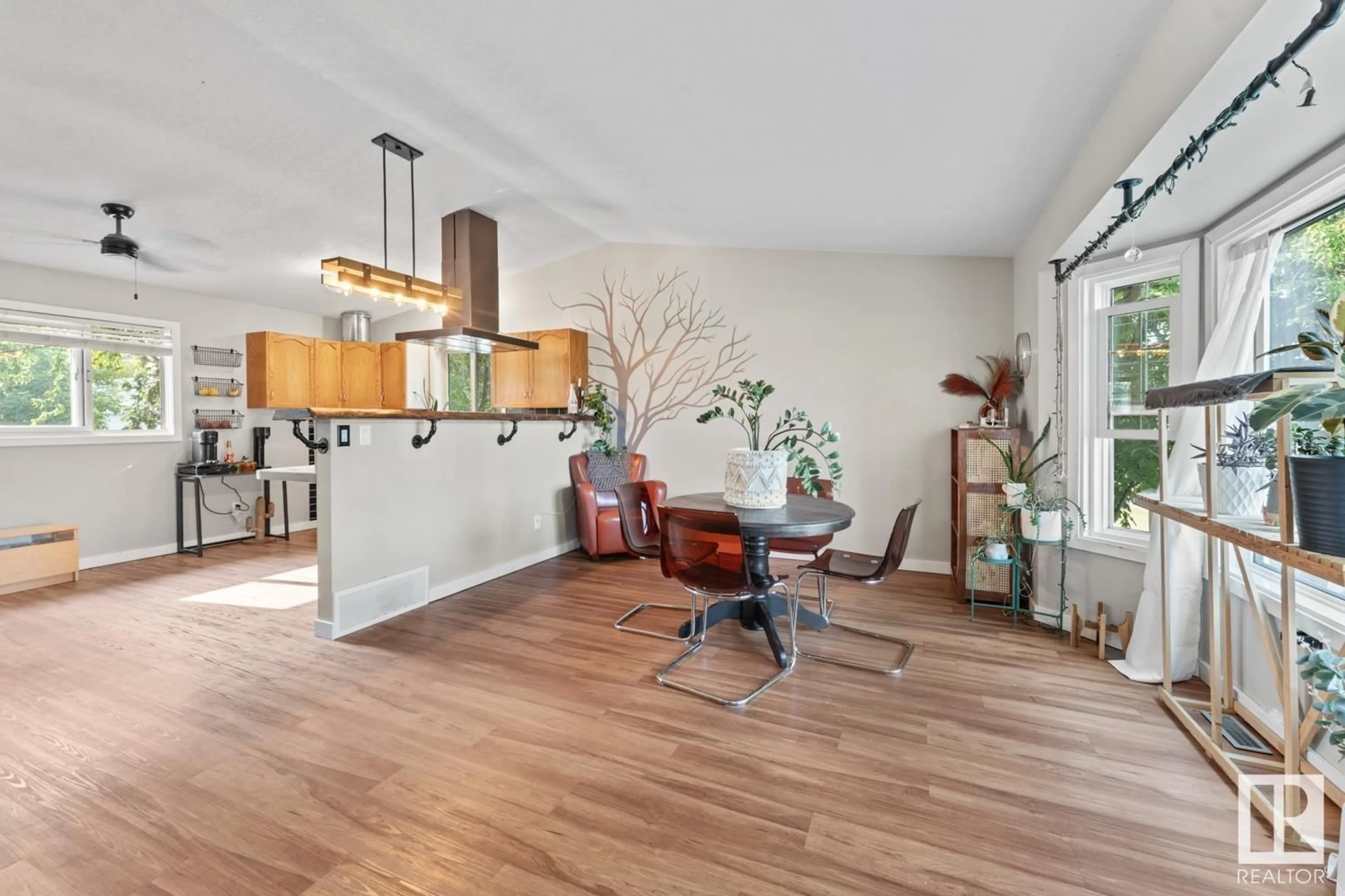 Open concept kitchen, wood/laminate floor for 625 12 ST, Cold Lake Alberta T9M1B1