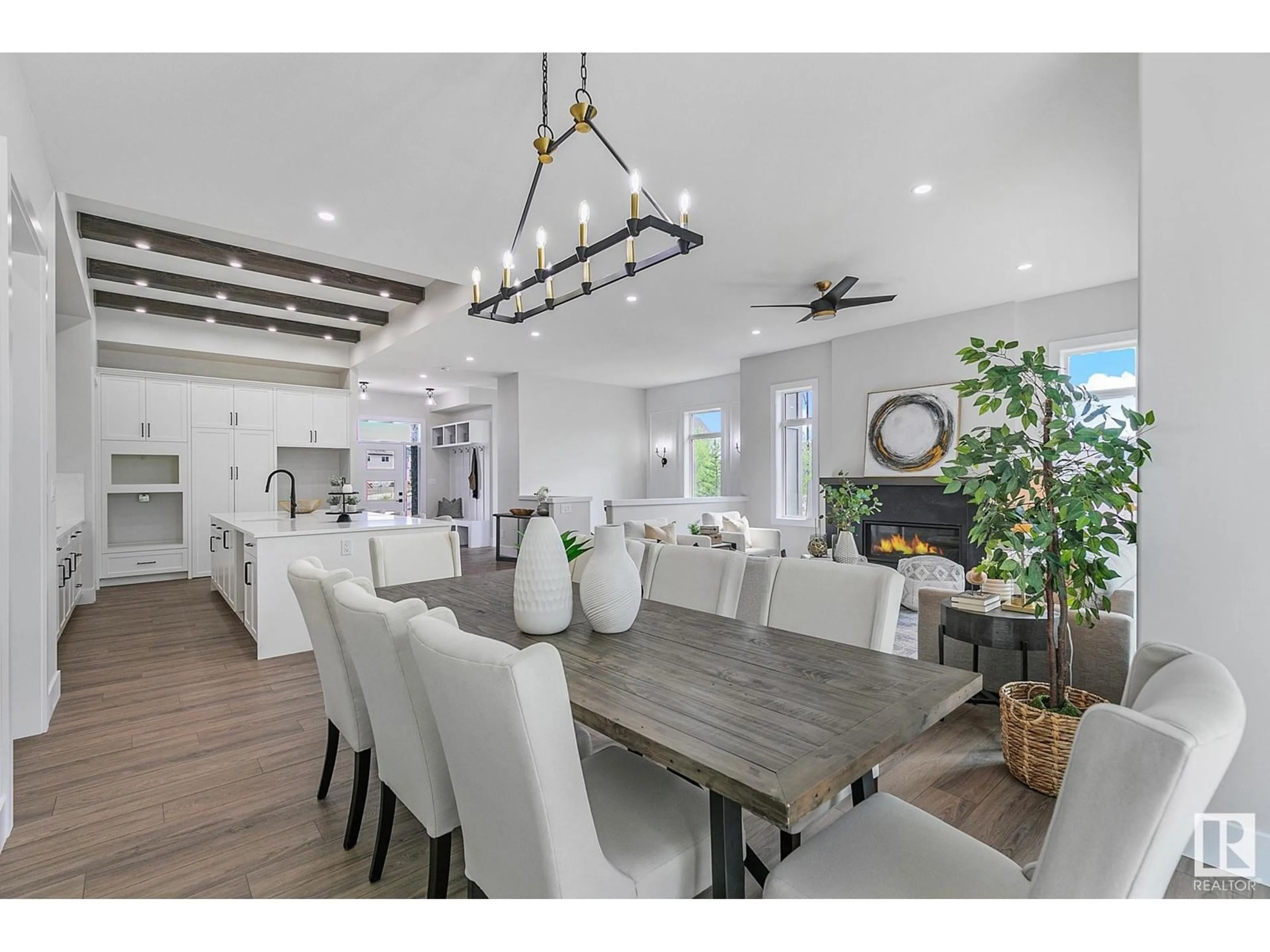 Dining room, wood/laminate floor for SW - 4694 CHEGWIN WD, Edmonton Alberta T6W4A7