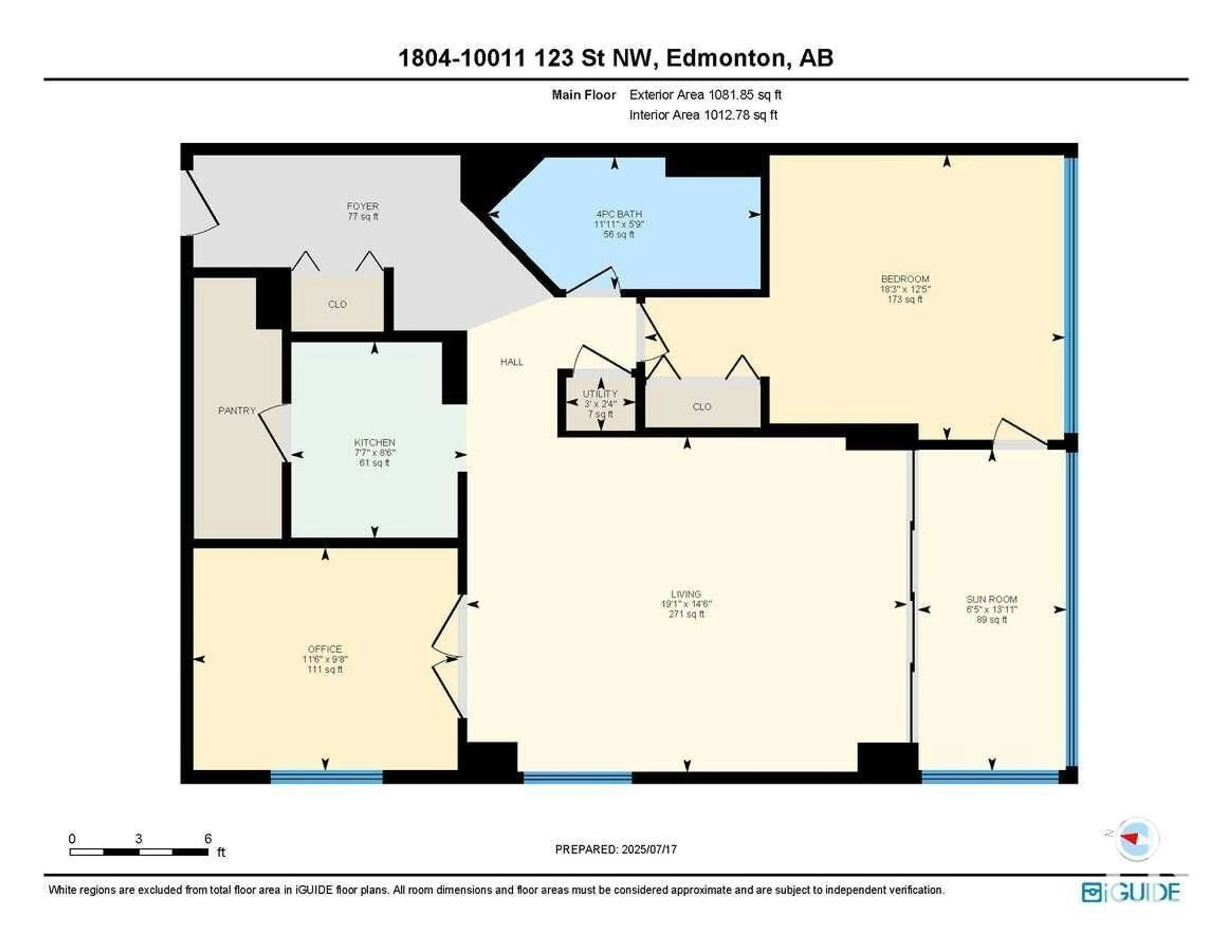 Floor plan for 10011 - 1804 123 ST, Edmonton Alberta T5N3K2