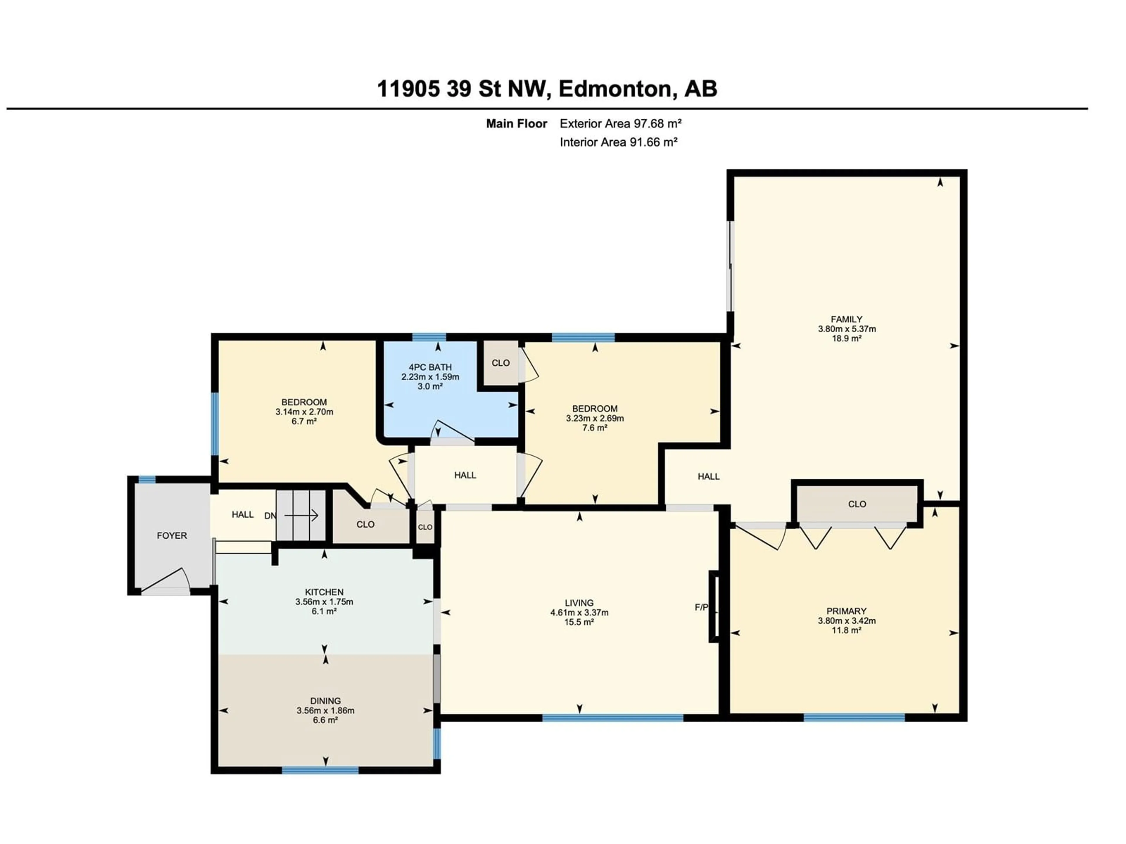 Floor plan for 11905 39 ST, Edmonton Alberta T5W2J6