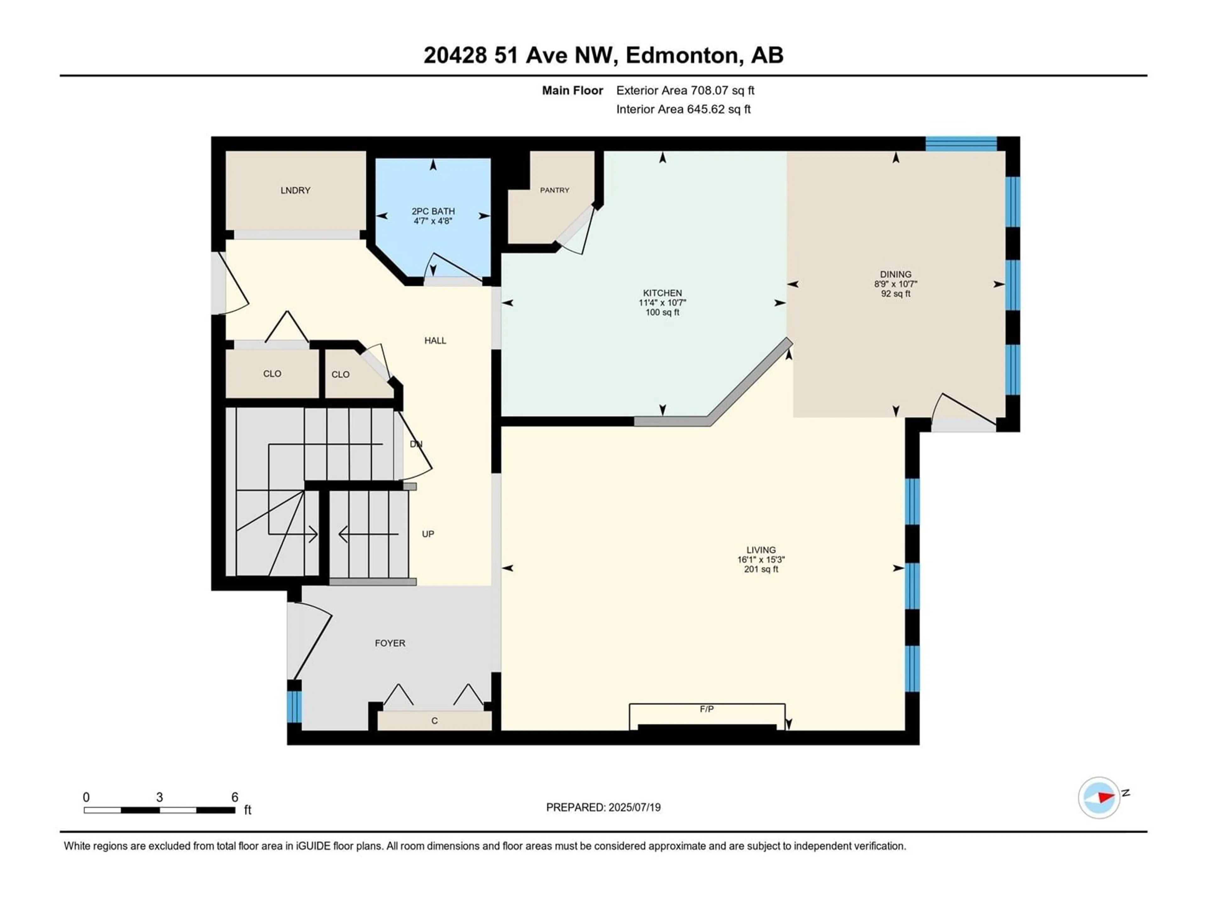 Floor plan for 20428 51 AV, Edmonton Alberta T6M2Z7
