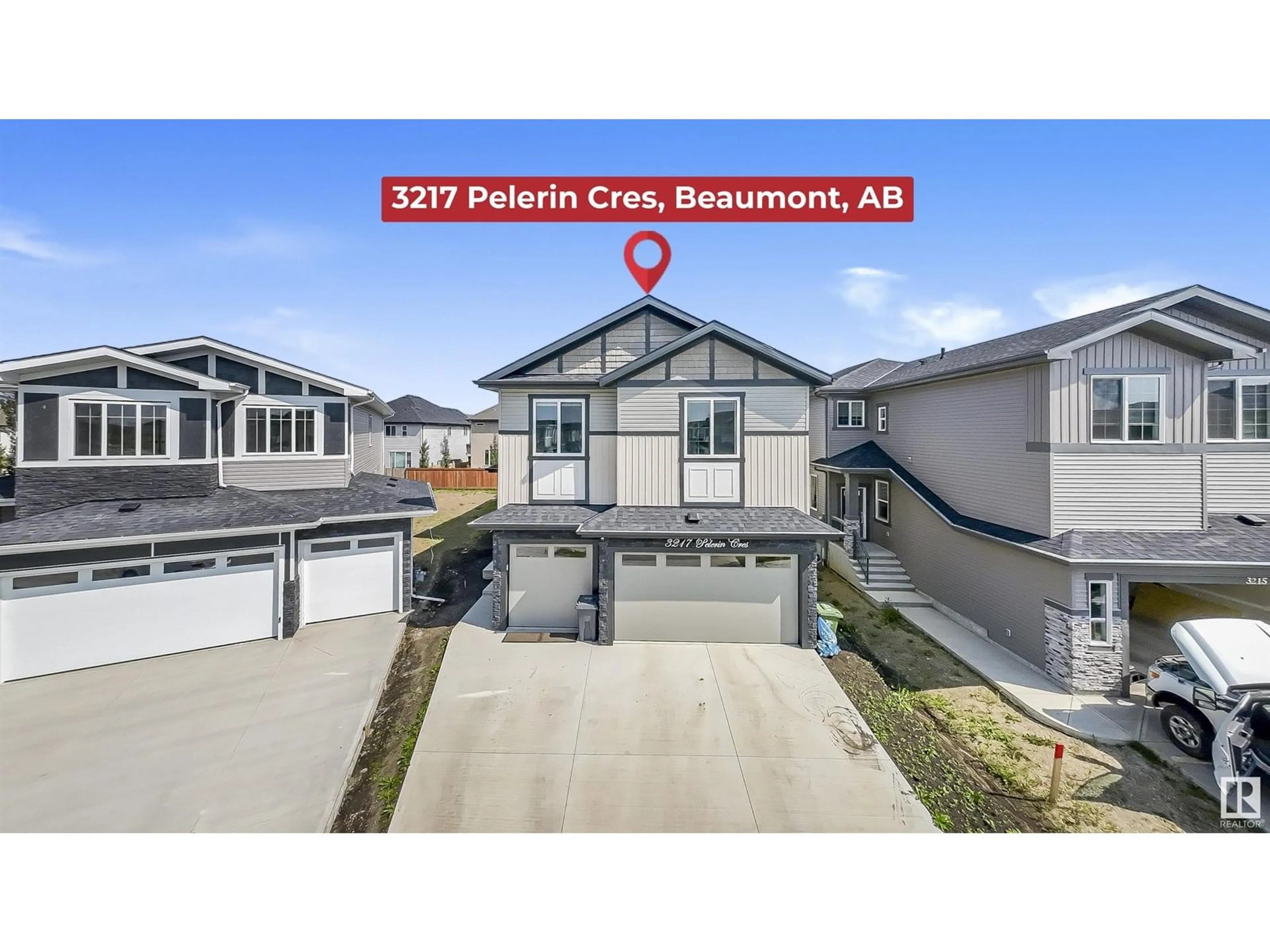 A pic from outside/outdoor area/front of a property/back of a property/a pic from drone, street for 3217 PELERIN CR, Beaumont Alberta T4X0E2