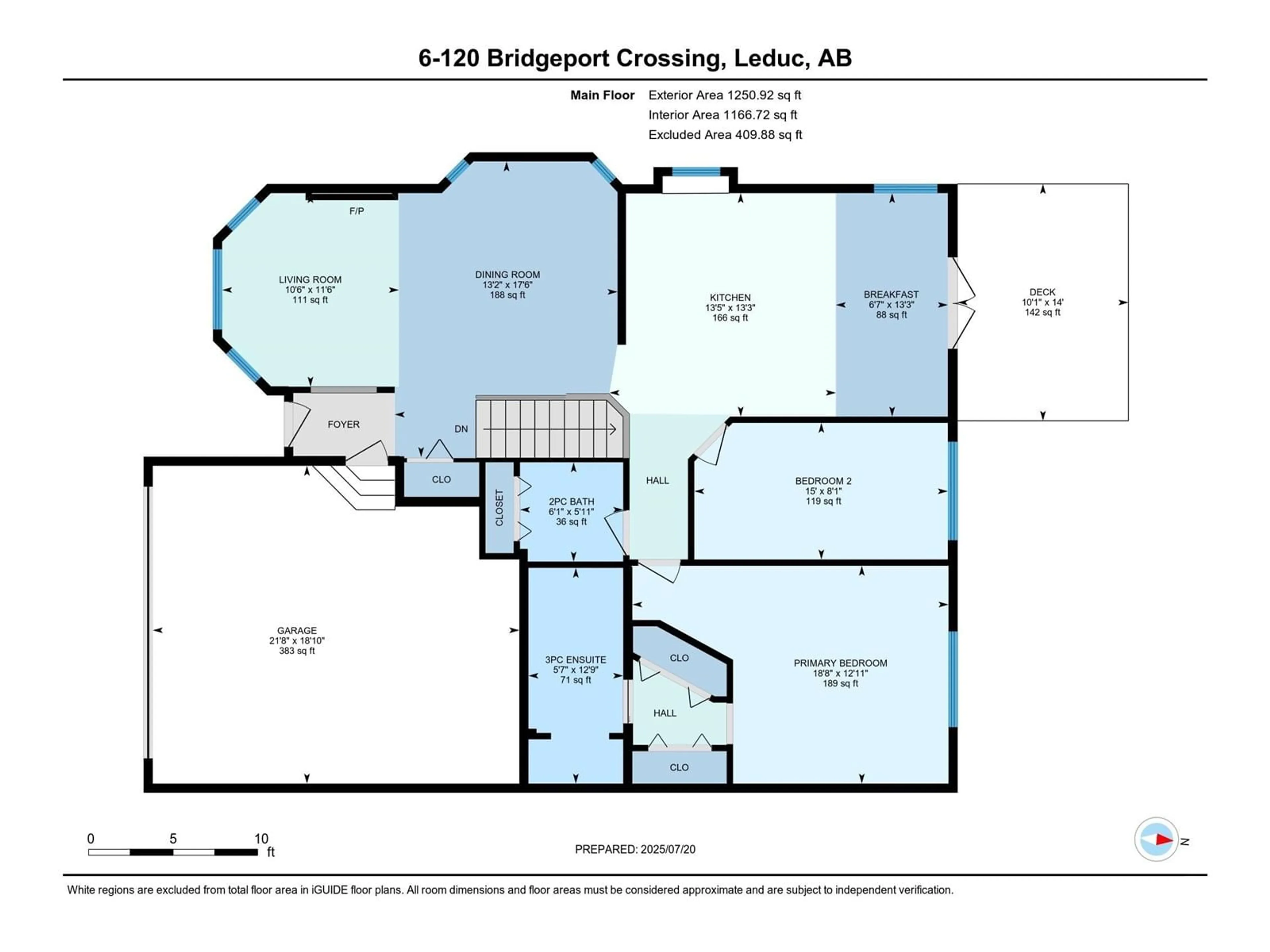 Floor plan for #6 - 102 BRIDGEPORT CX, Leduc Alberta T9E8K8