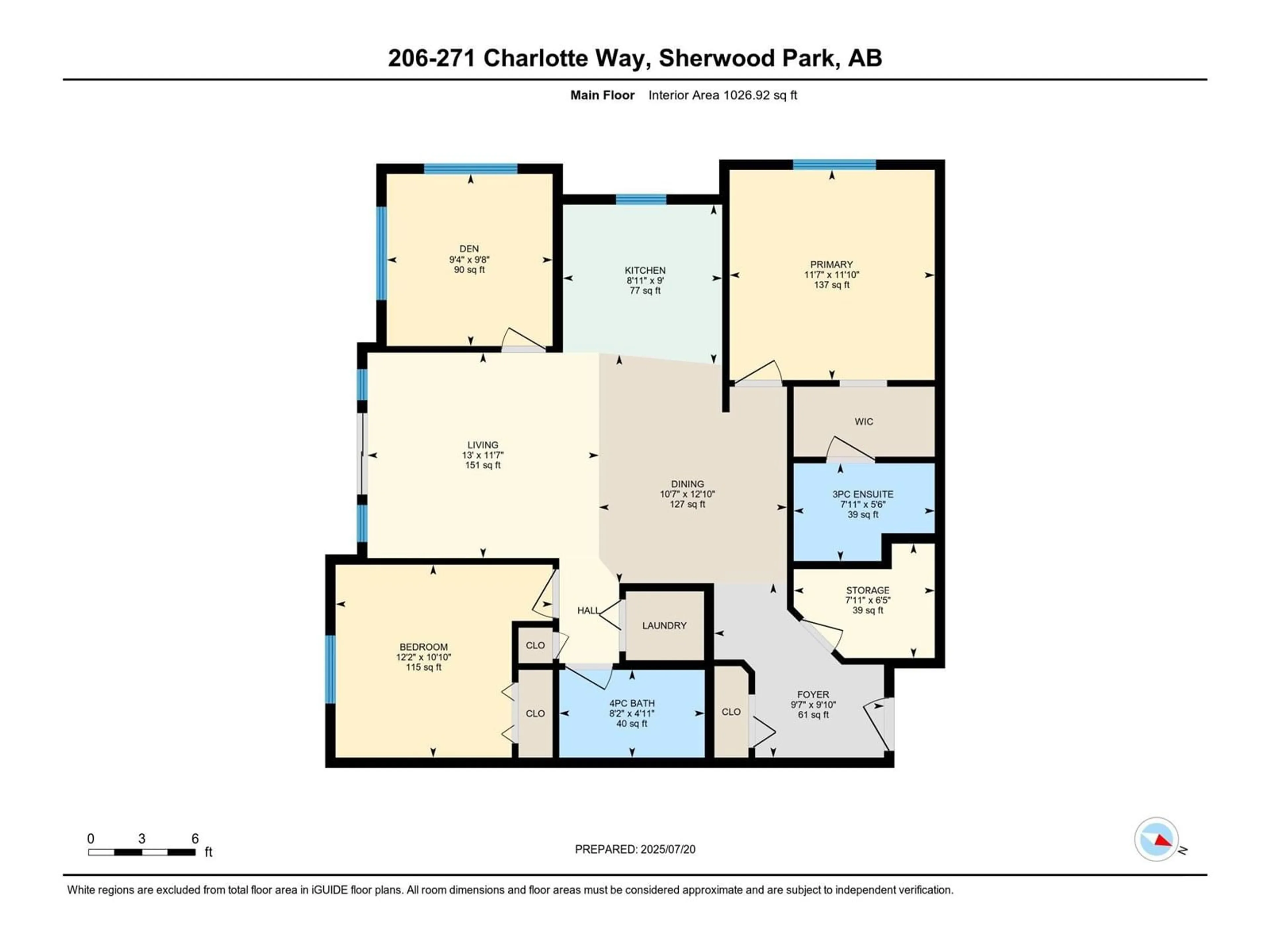 Floor plan for 271 - 206 CHARLOTTE WY, Sherwood Park Alberta T8H0N9