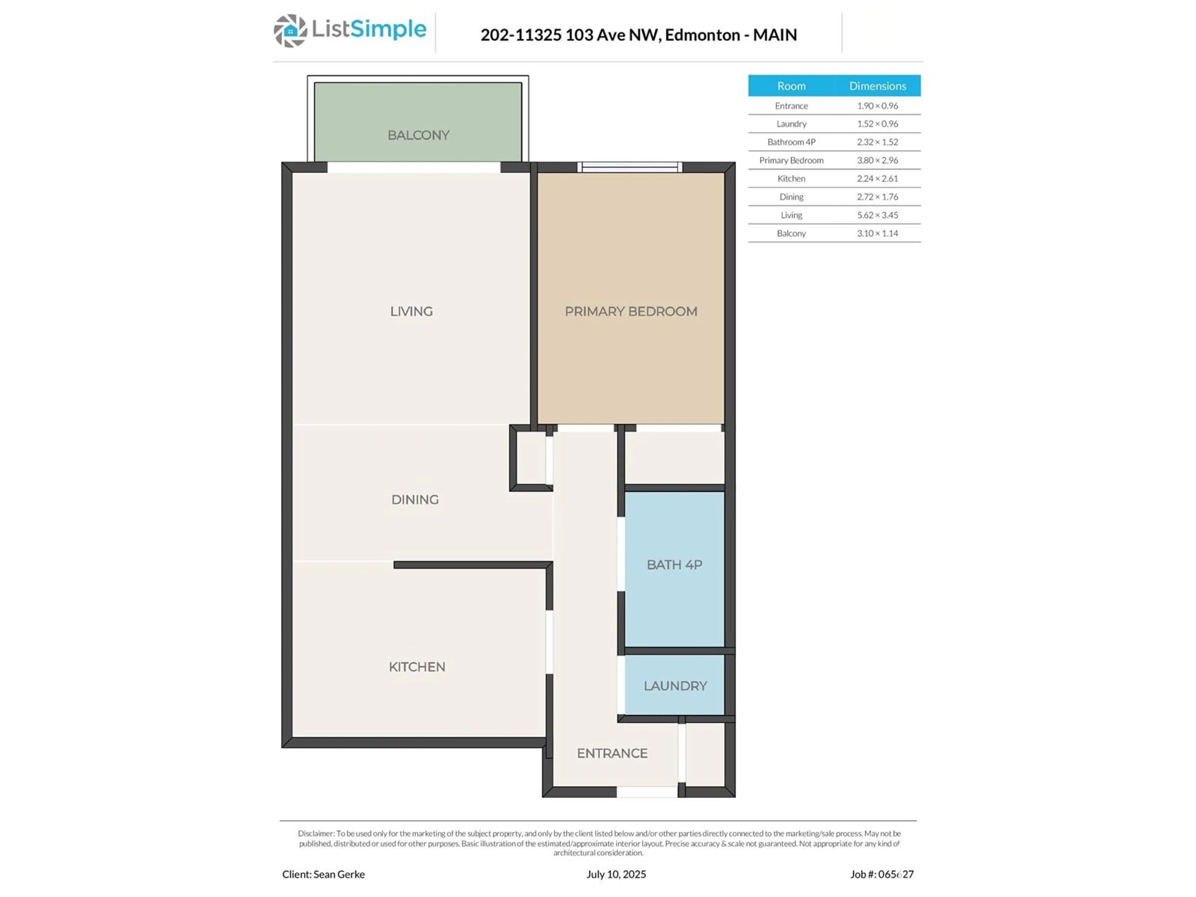 Floor plan for 202 - 11325 103 AV NW, Edmonton Alberta T5K0S3