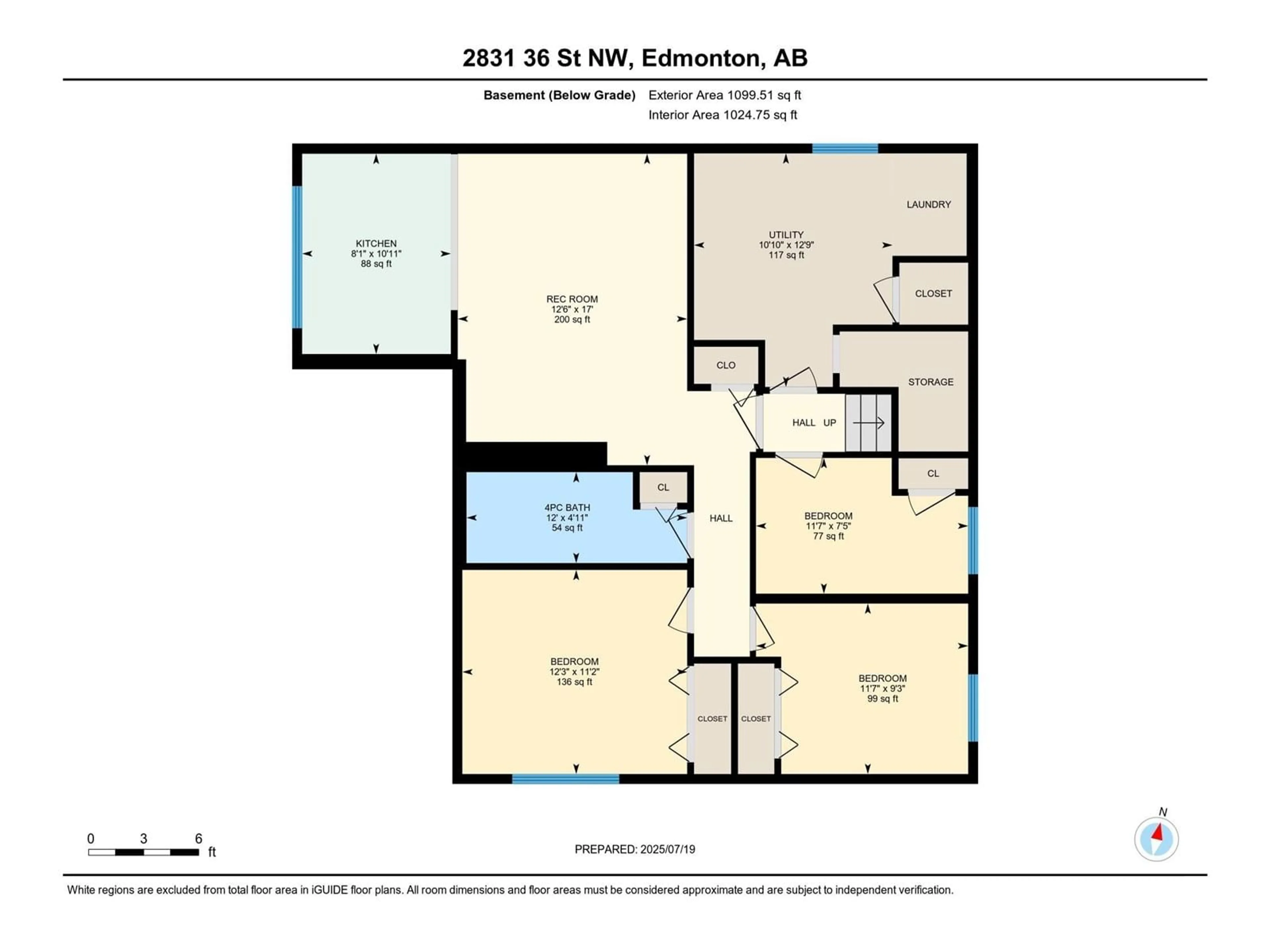 Floor plan for 2831 36 ST NW, Edmonton Alberta T6L3Y6