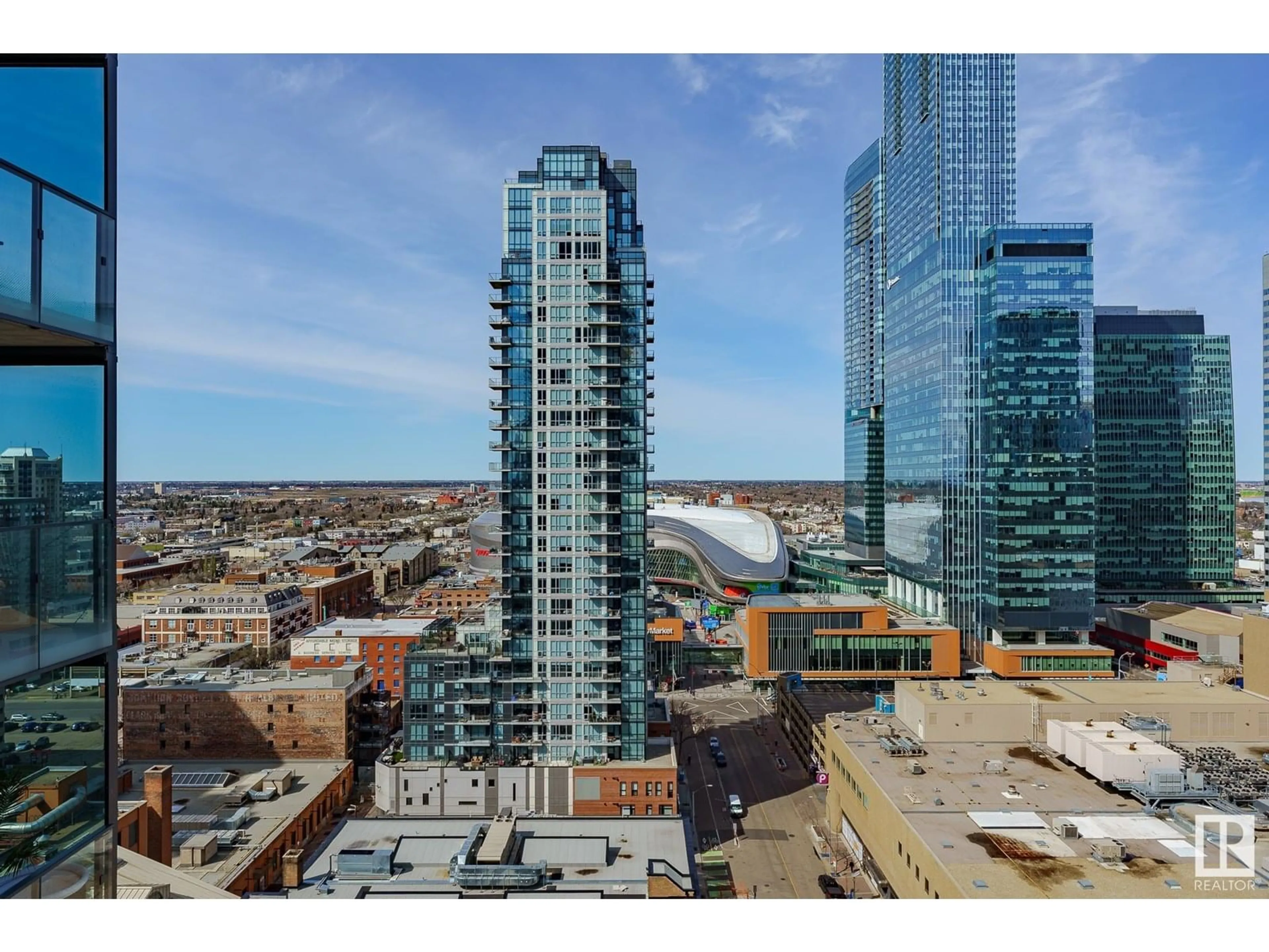 A pic from outside/outdoor area/front of a property/back of a property/a pic from drone, city buildings view from balcony for 10180 - 1904 103 ST, Edmonton Alberta T5J0L1